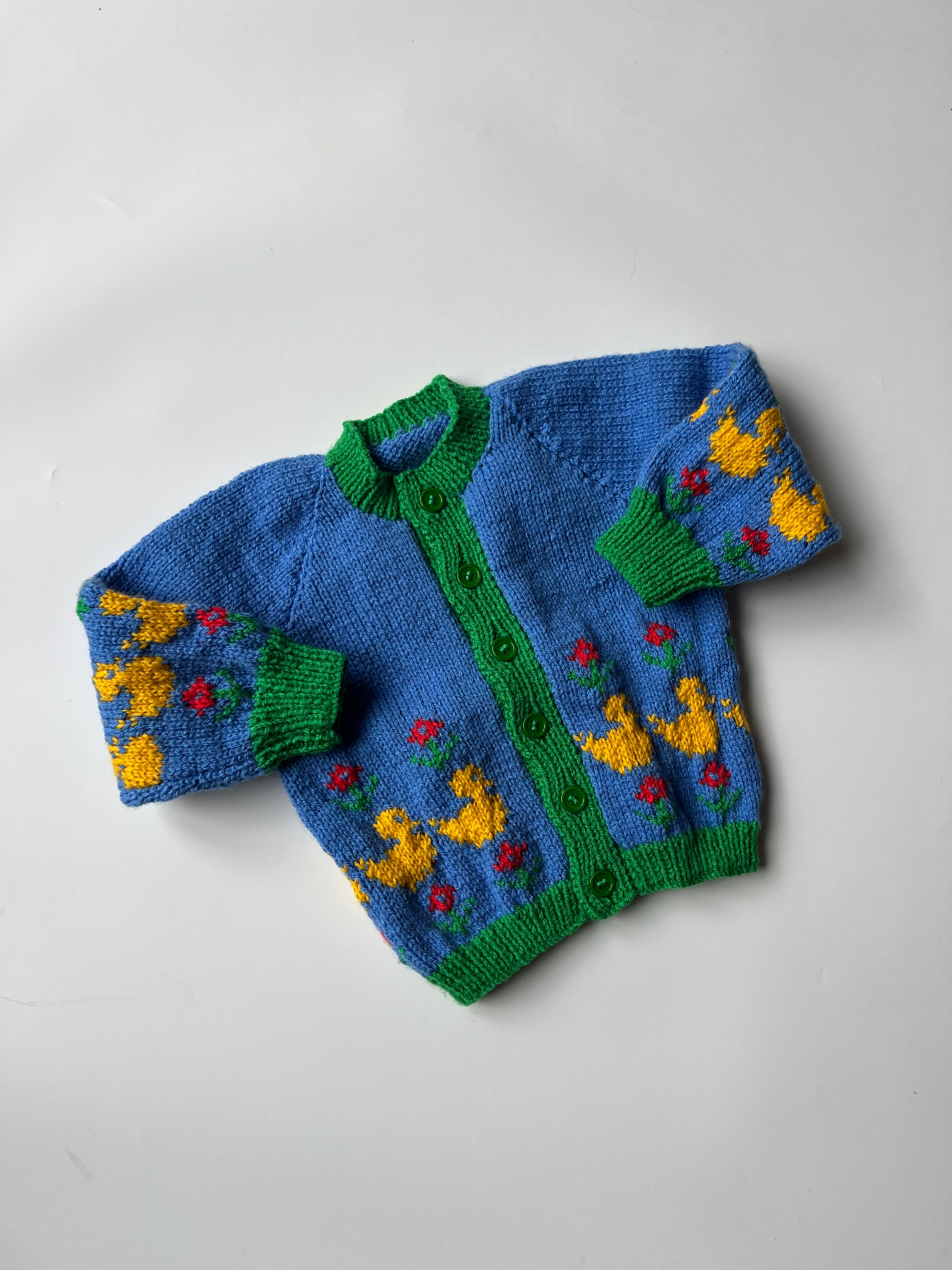 Hand Knitted Duck Cardigan 2-3 Years