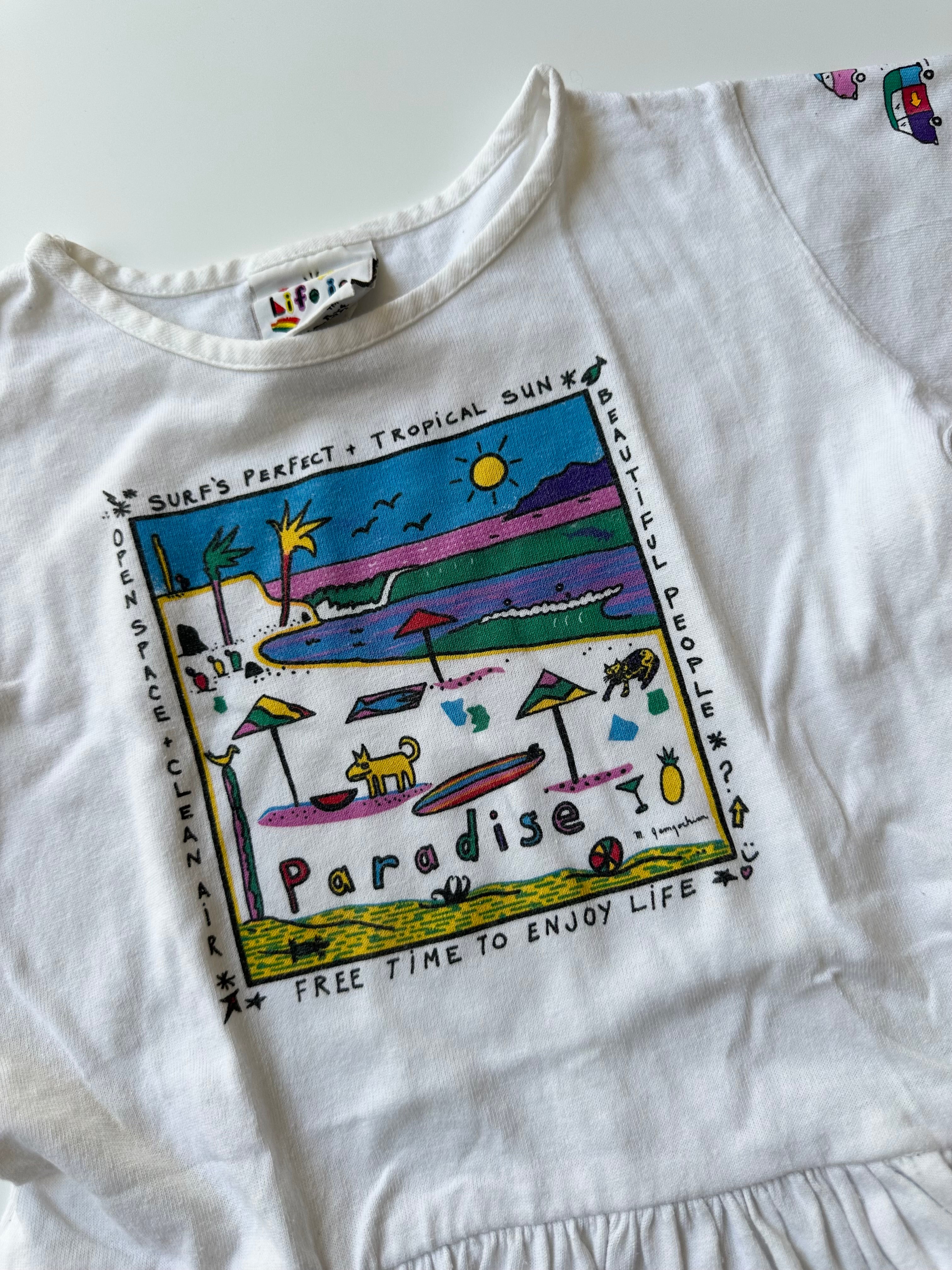 Vintage Life is Art Cotton Dress with Fun Cartoons 4-5 Years