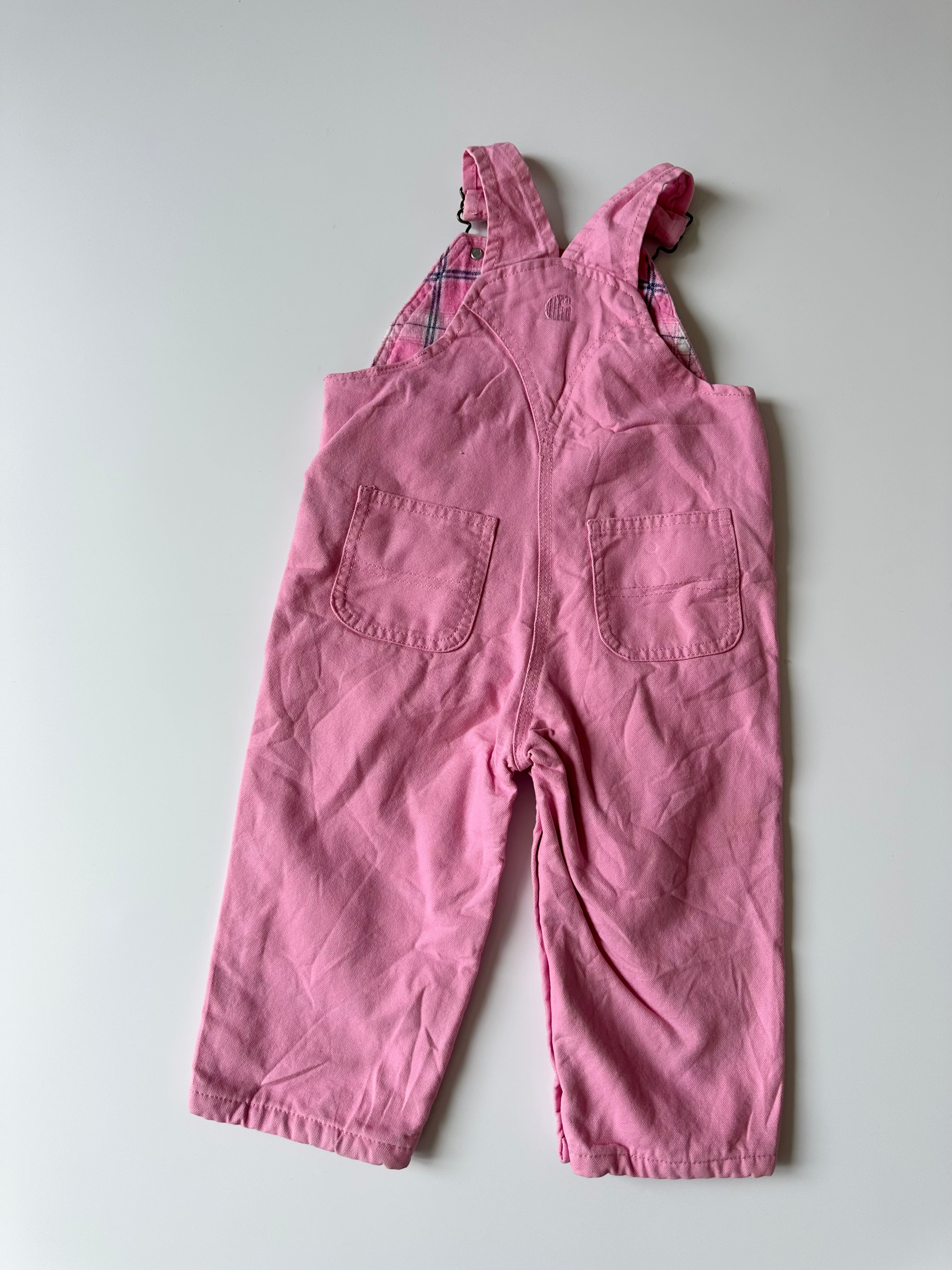 Carhartt Pink Dungarees with Plaid Inner Lining 💞 18 Months
