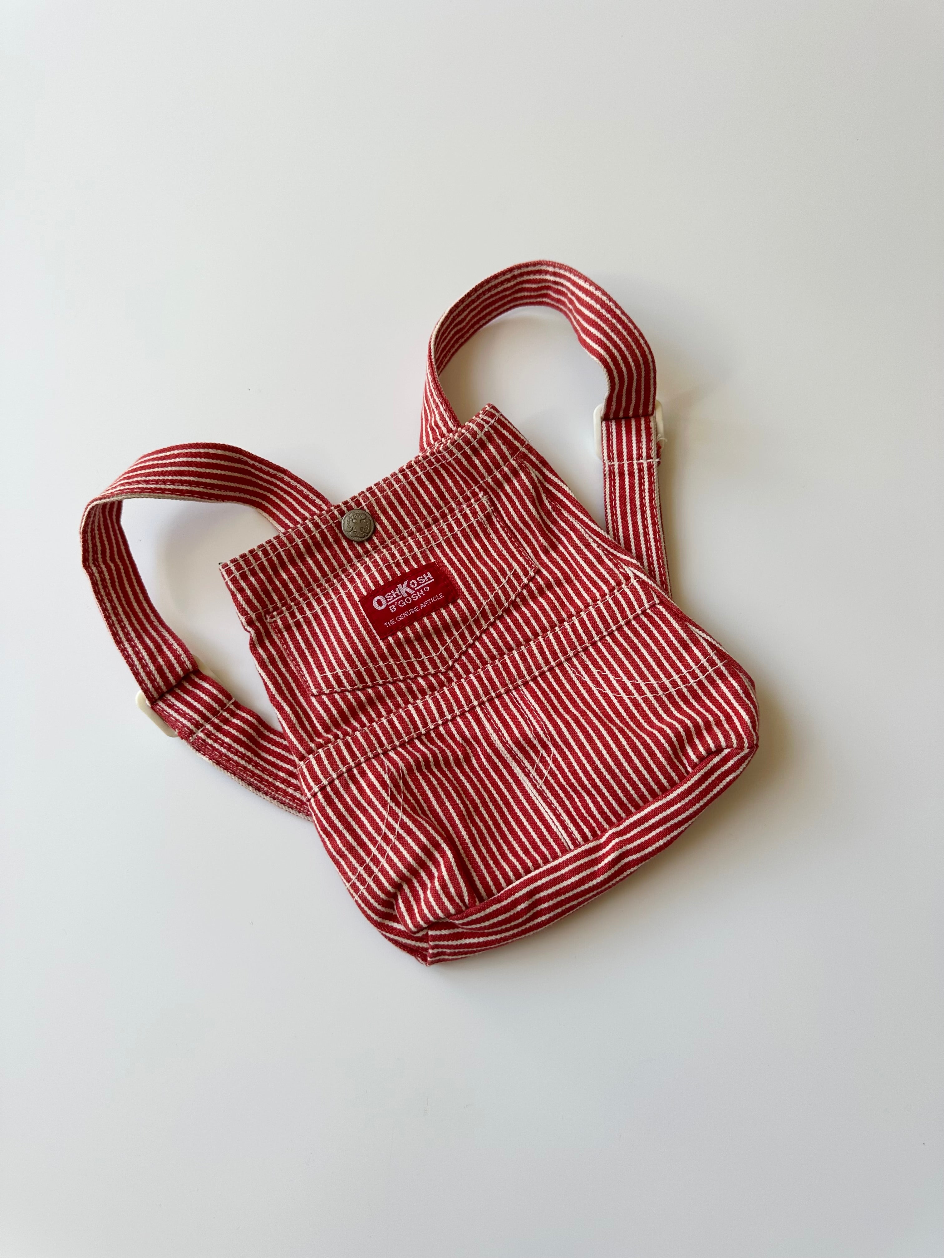 Vintage OshKosh Children's Red Stripe Backpack w/ Brass Button