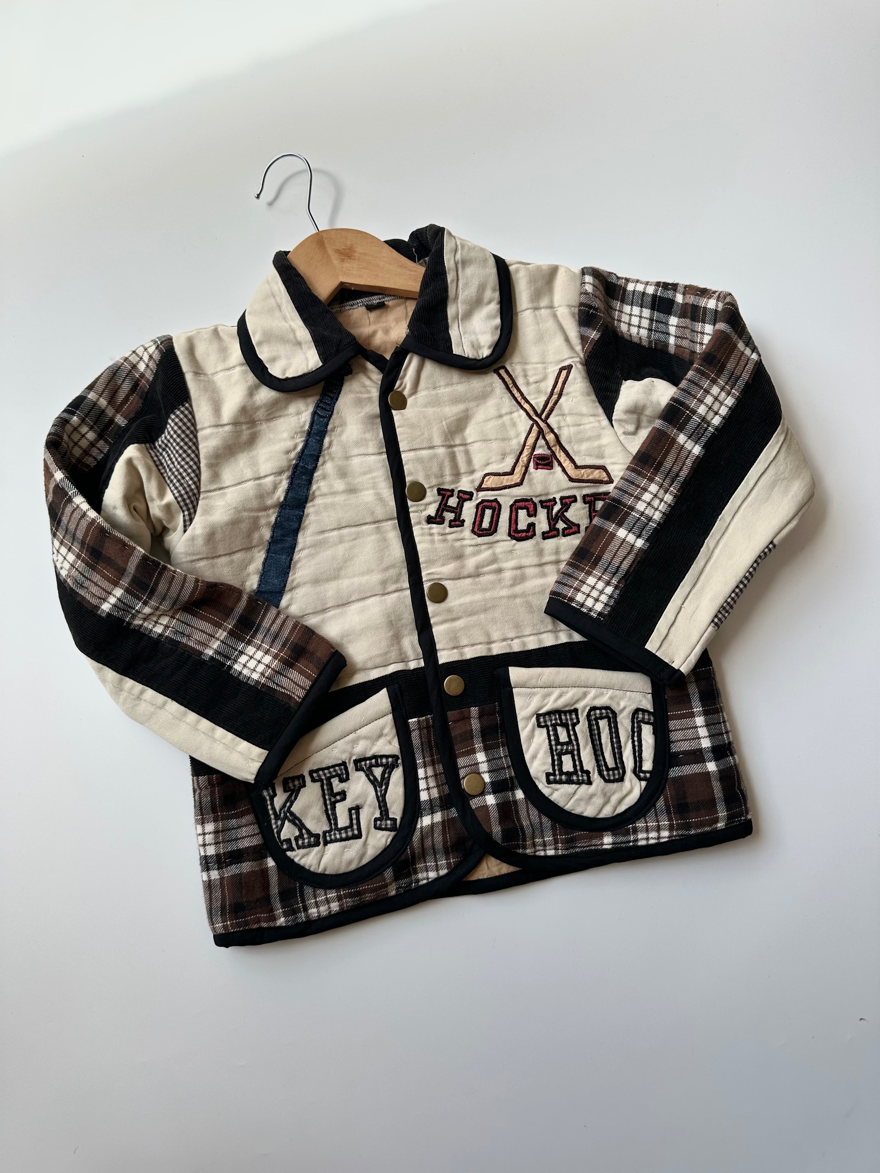 Upcycled Vintage Ice Hockey Quilt Jacket 4 Years