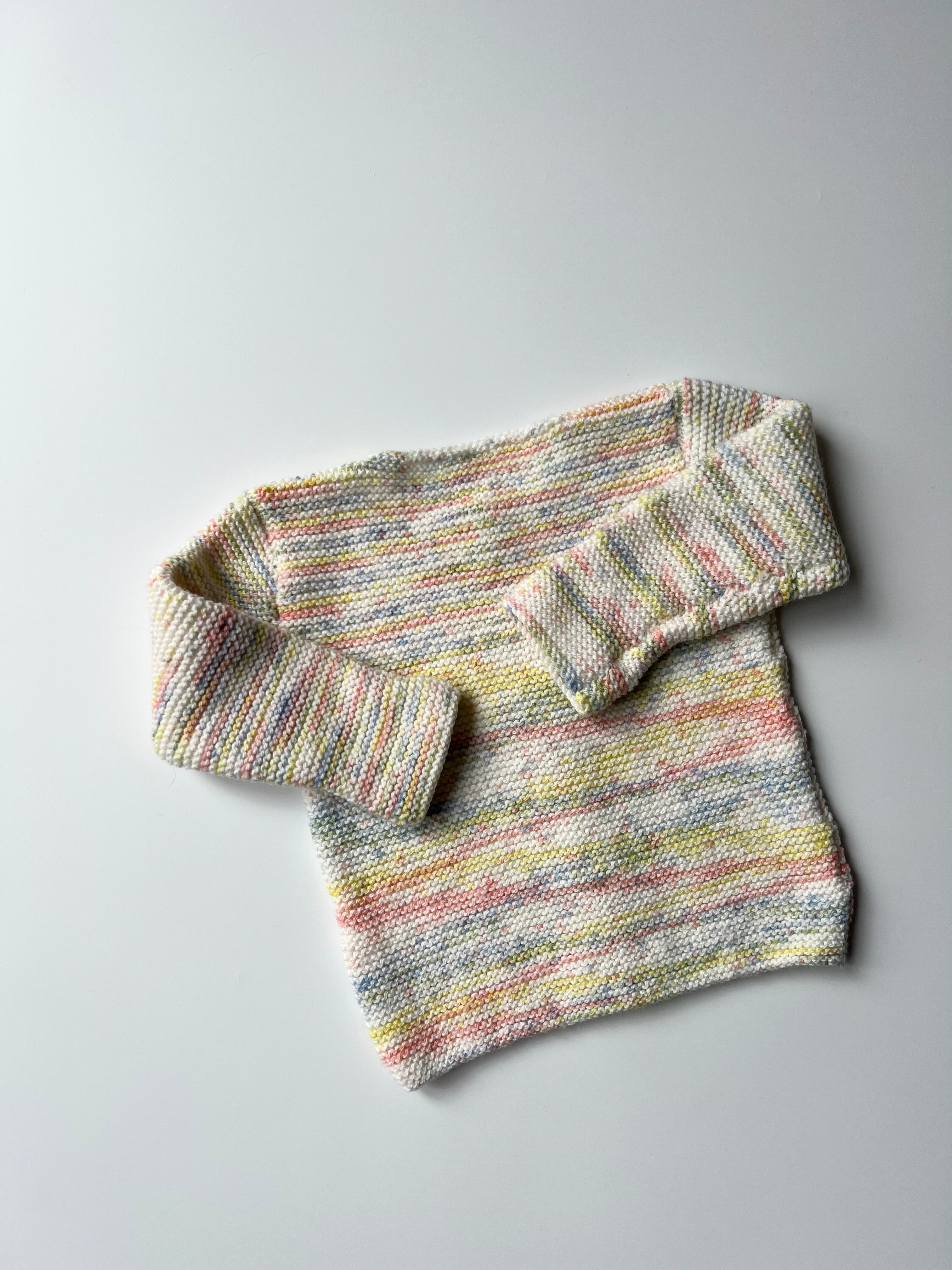 Hand-Knitted Pastel Rainbow & White Cardigan 3-4 Years