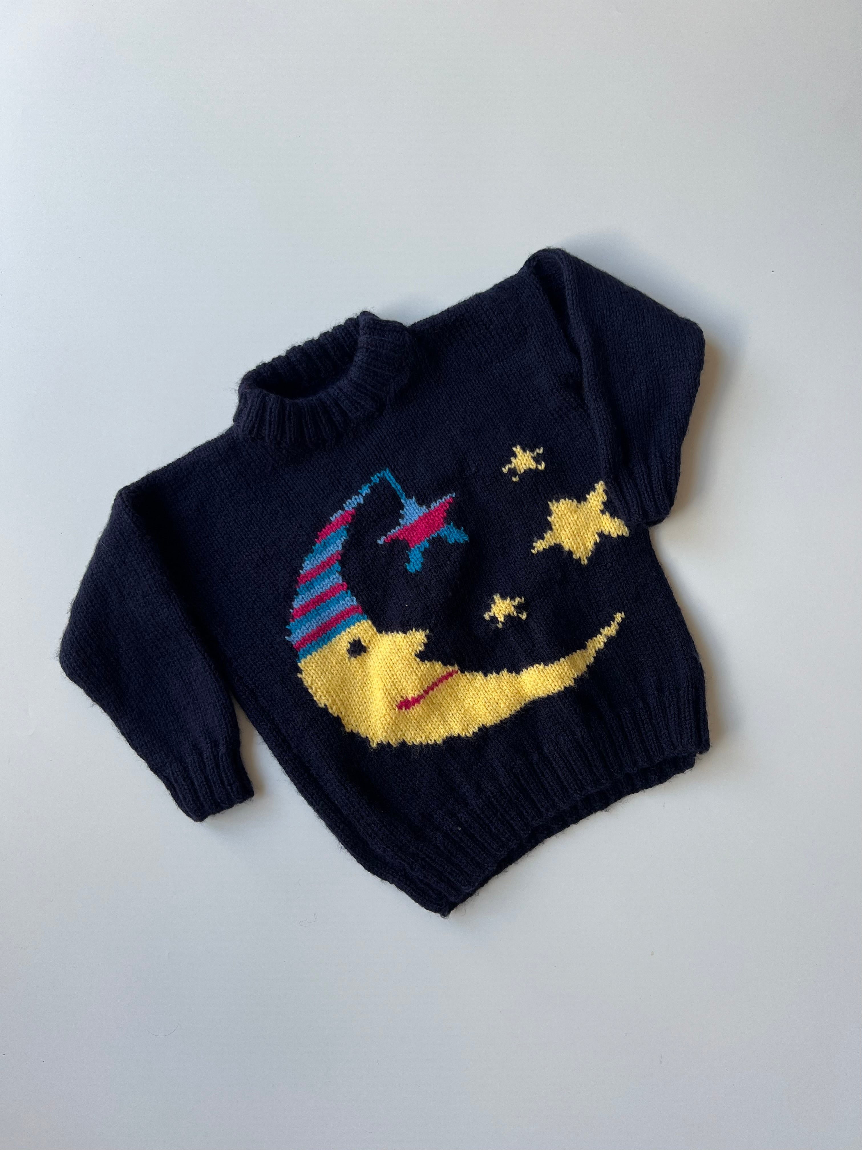 Hand Knitted Children’s Moon & Stars Jumper 3-4 Years