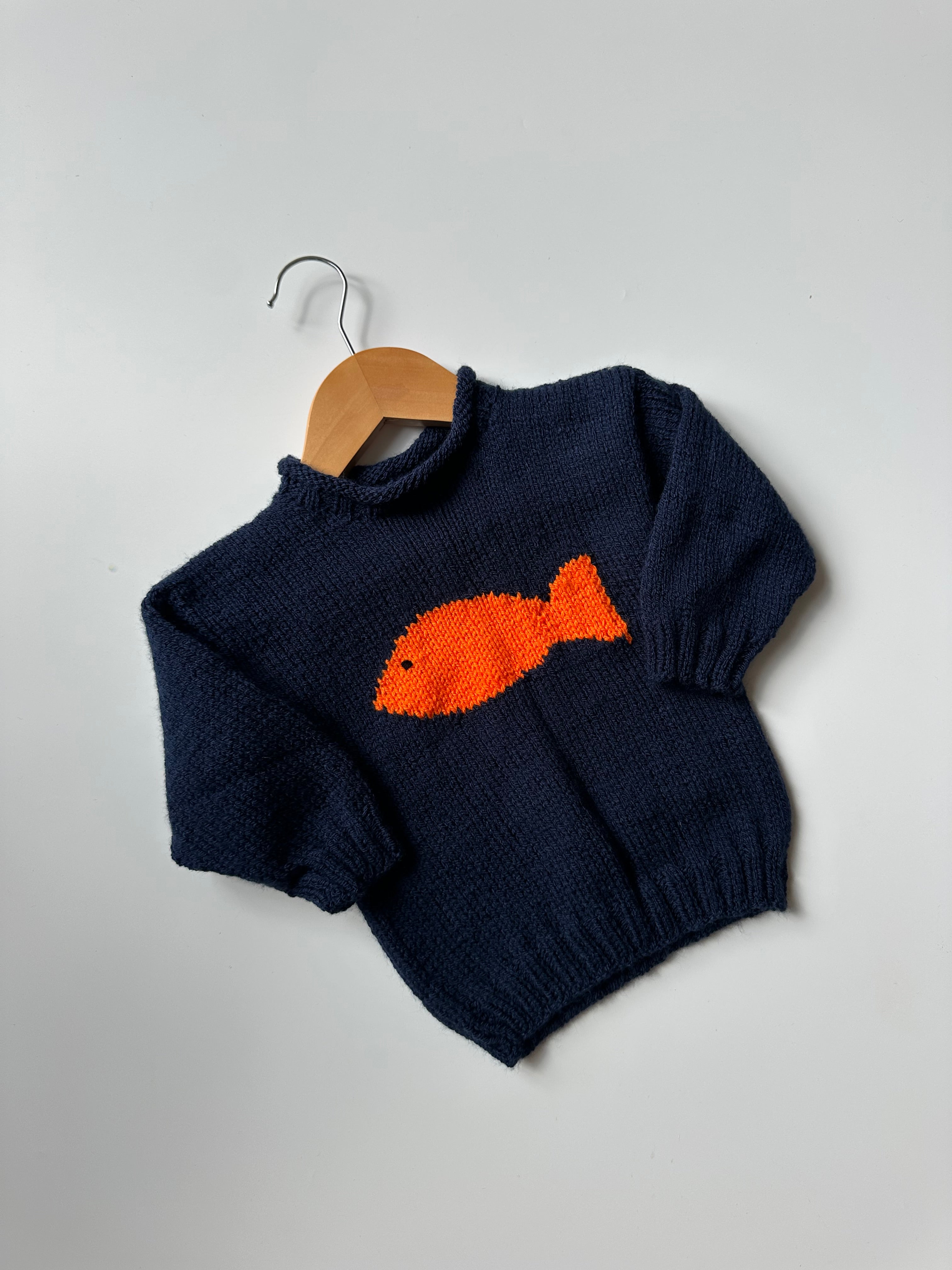 Hand Knitted Fish Jumper 6-12 Months