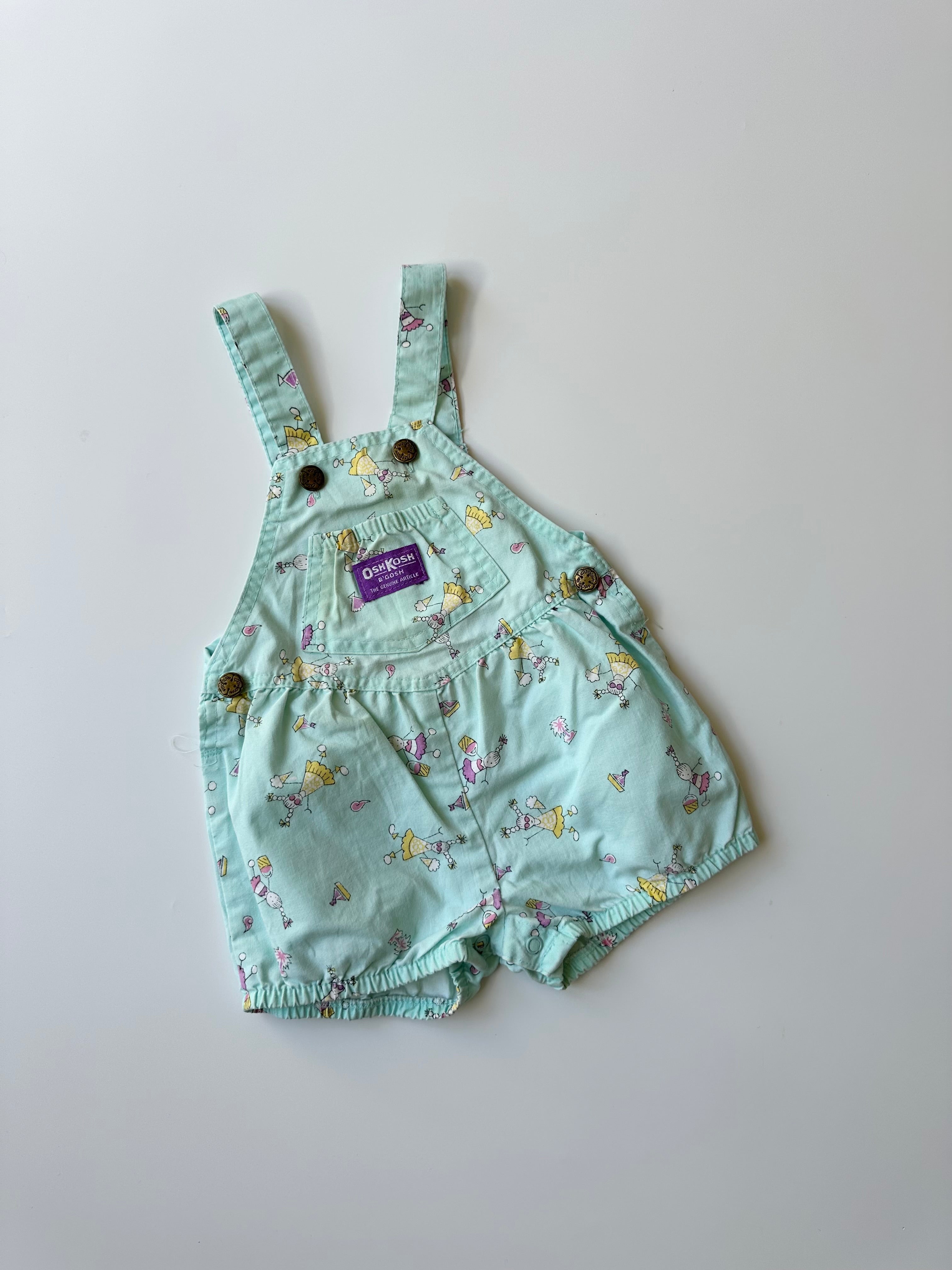 Vintage OshKosh Light Blue Beach Shortalls 18-24 Months