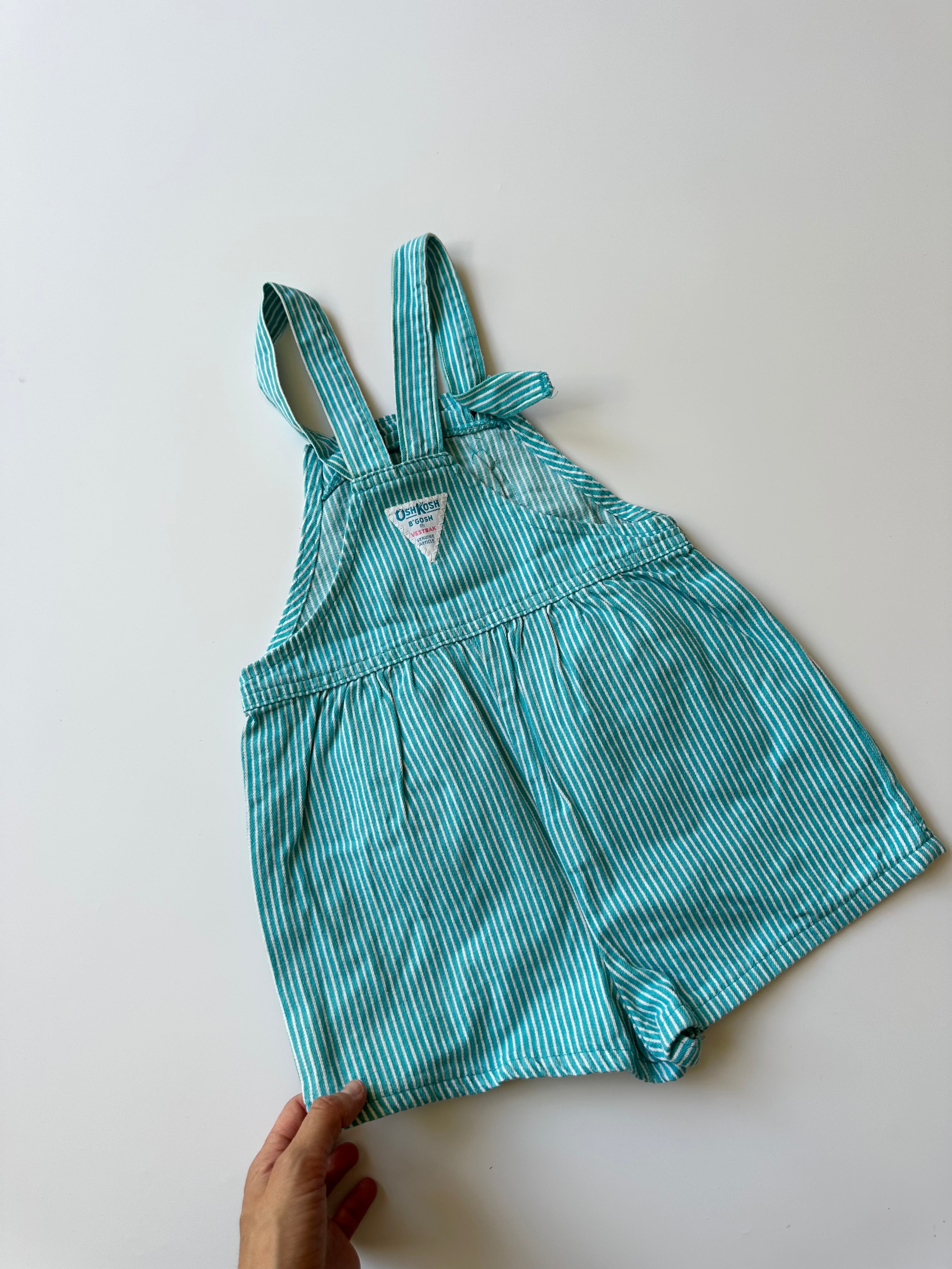 Vintage OshKosh Turquoise Dungaree Shorts 12-24 Months