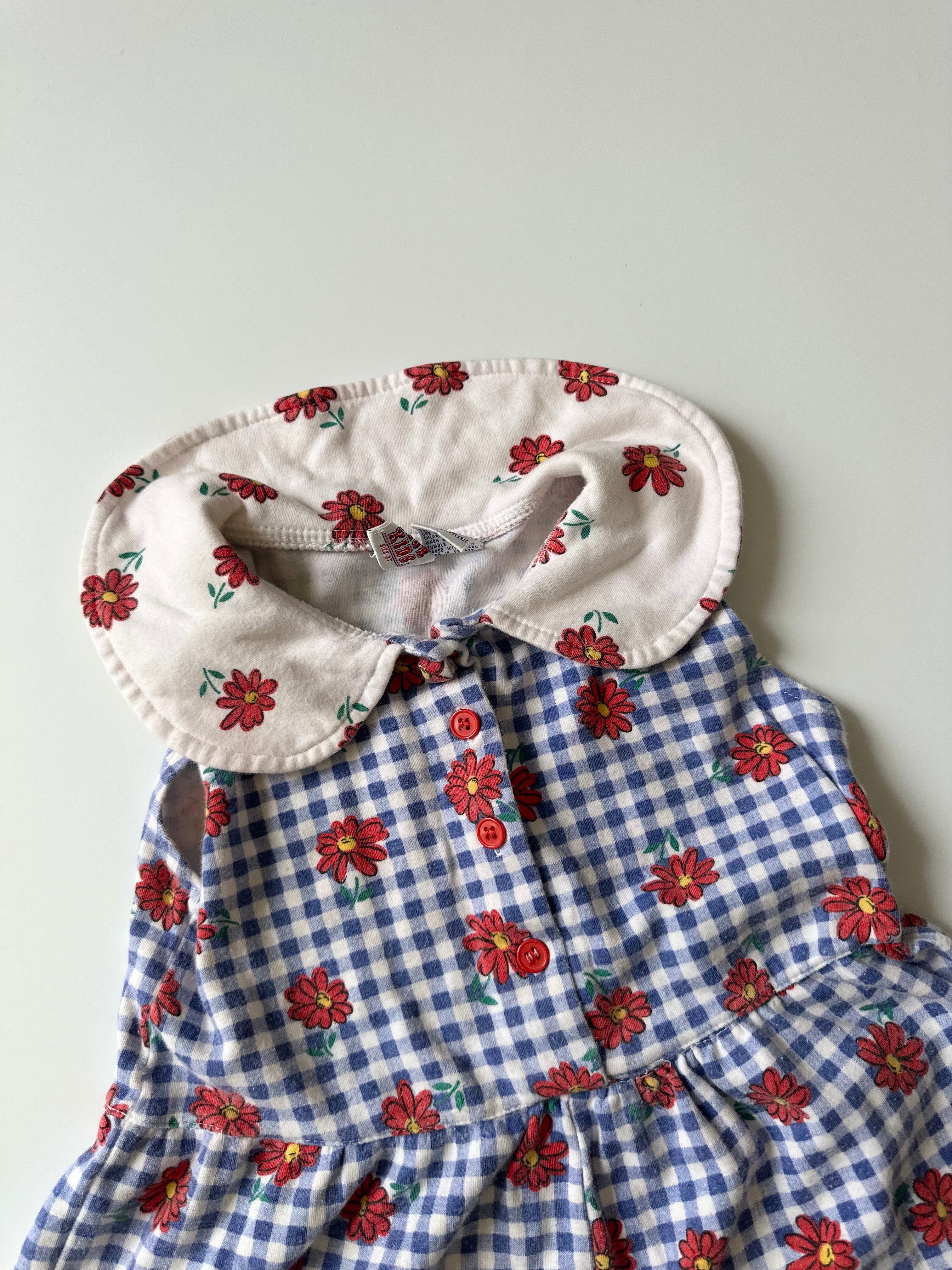 Vintage Gingham & Floral Print Romper 🌼 3 Years