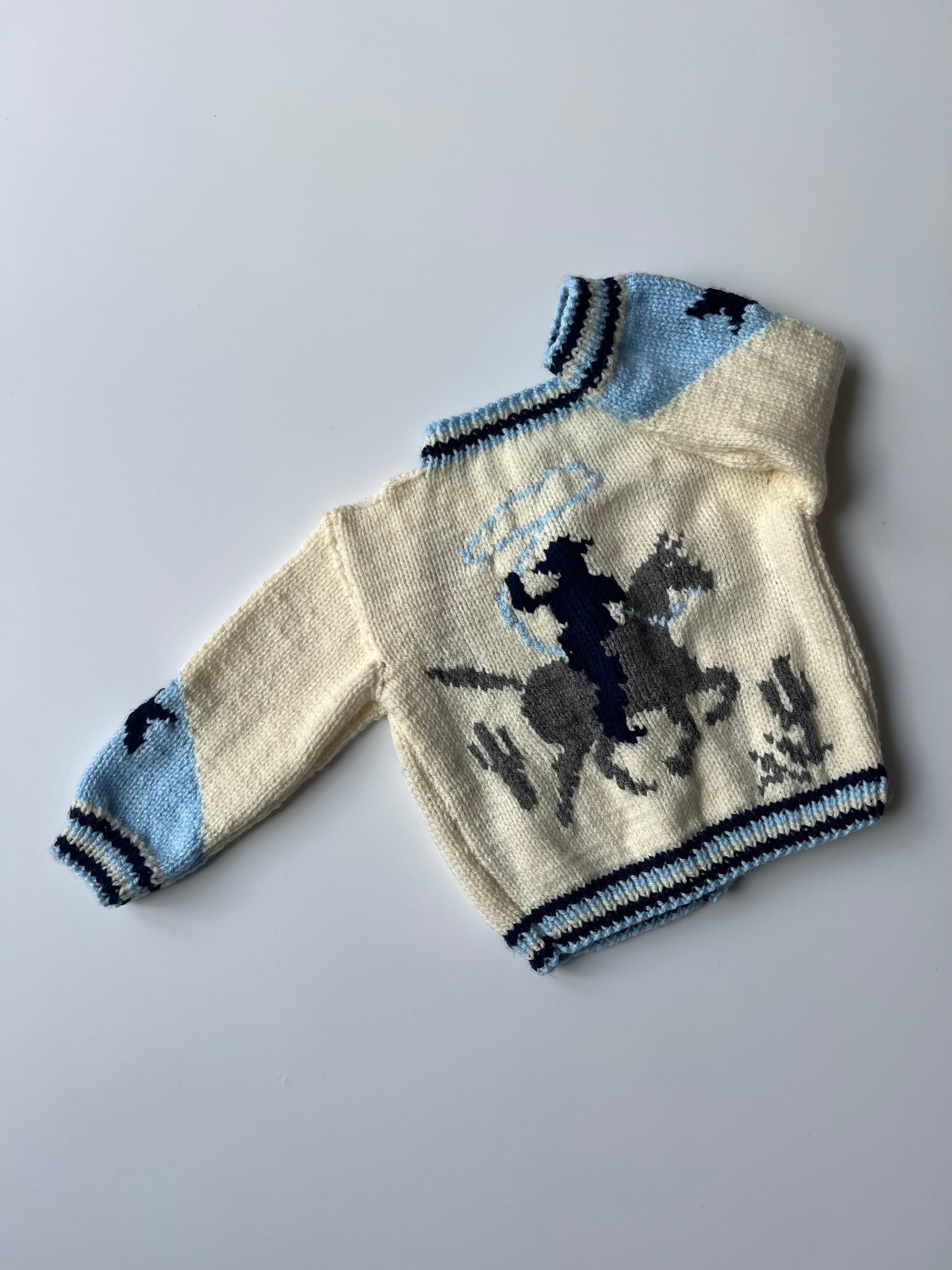 Hand-Knitted Cowboy Cardigan 2-4 years