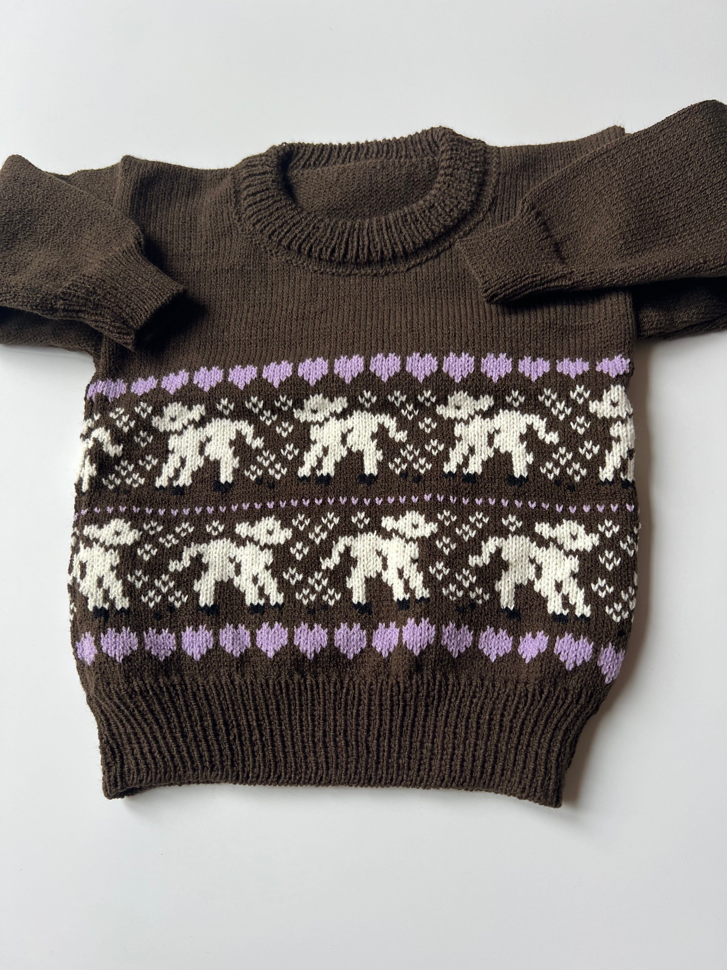 Knitted Lamb Jumper in Brown 3-4 Years