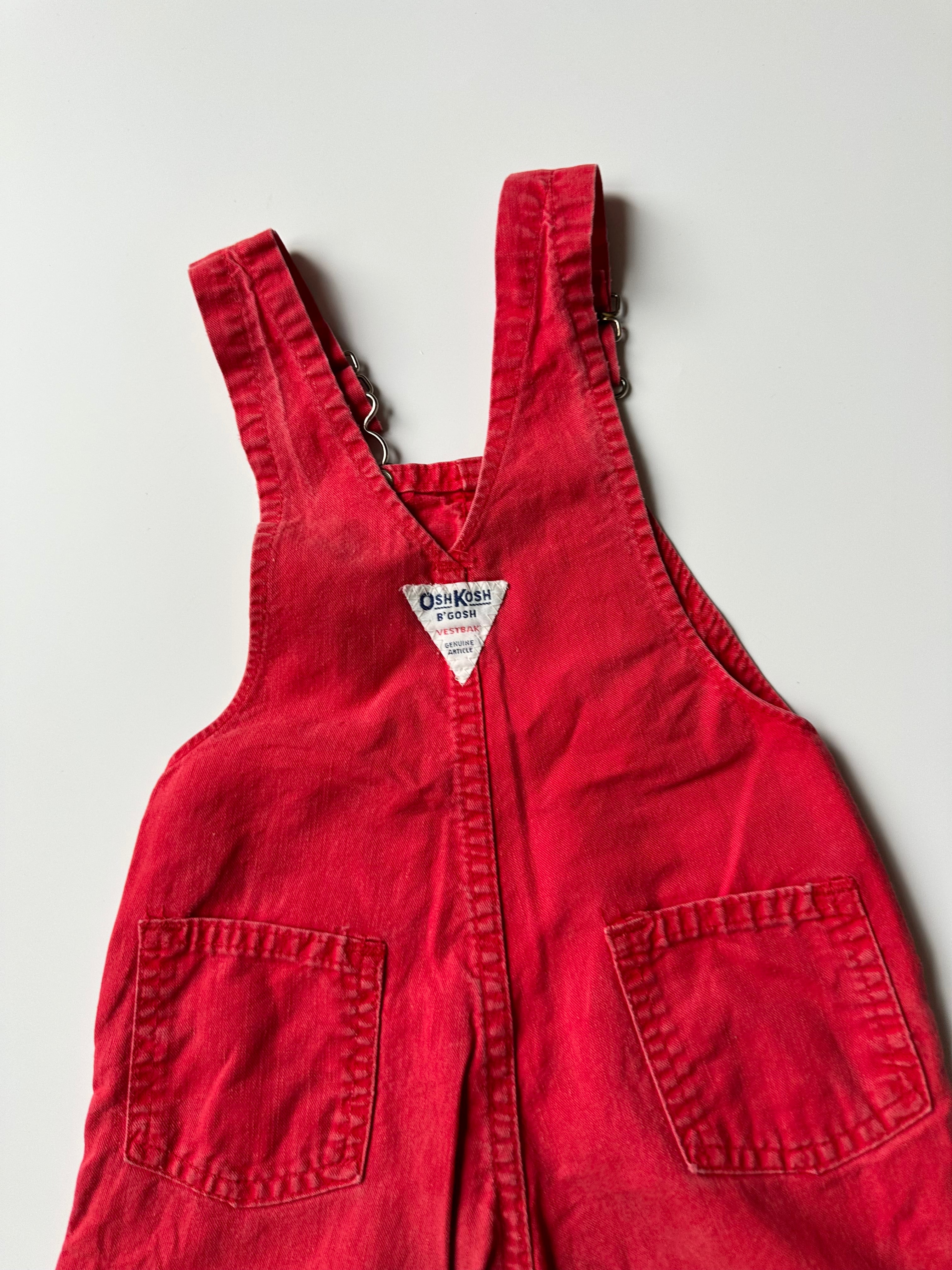 Vintage Kids OshKosh Red Dungarees 🔴 3 Years
