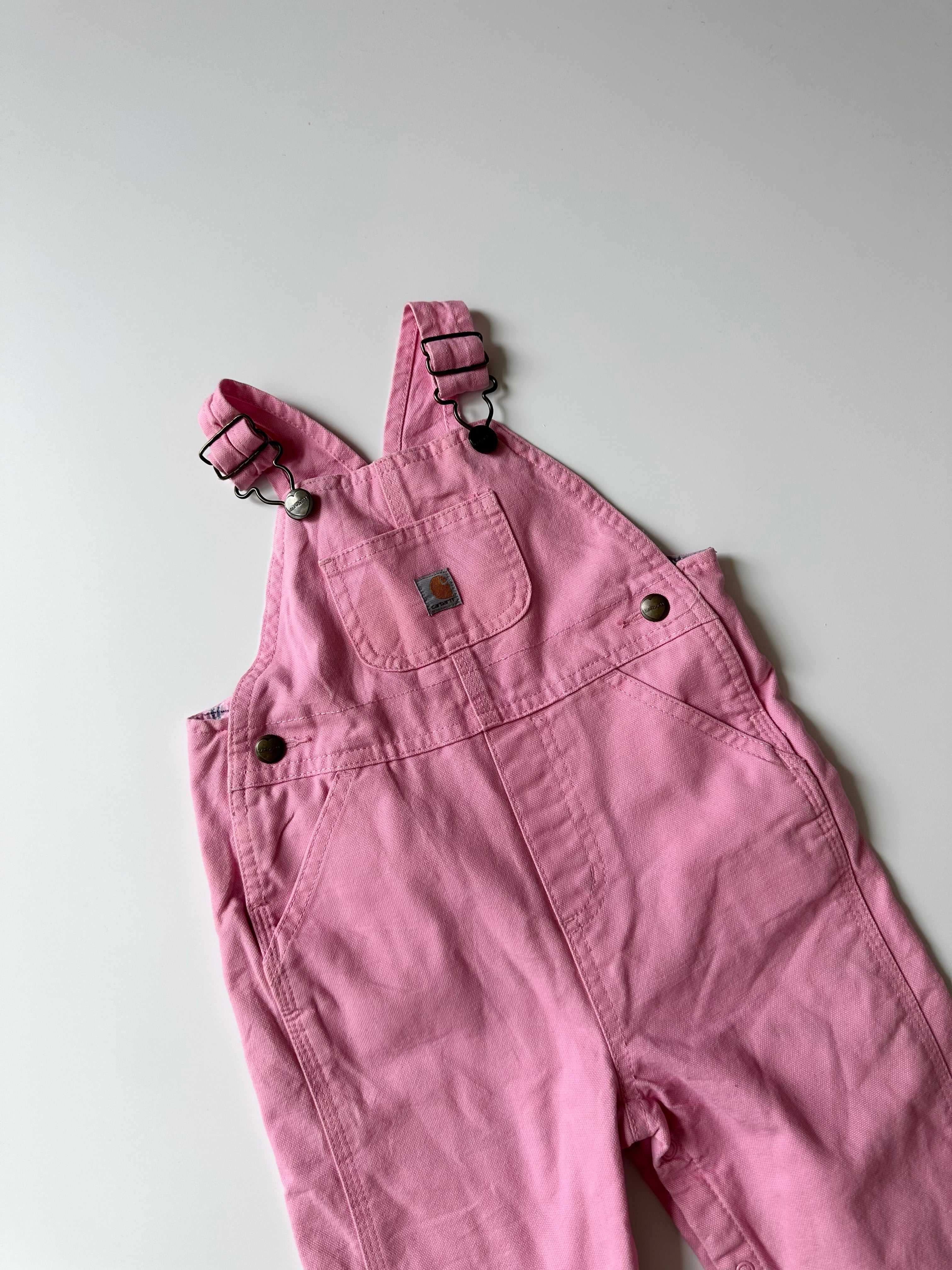 Carhartt Pink Dungarees with Plaid Inner Lining 💞 18 Months
