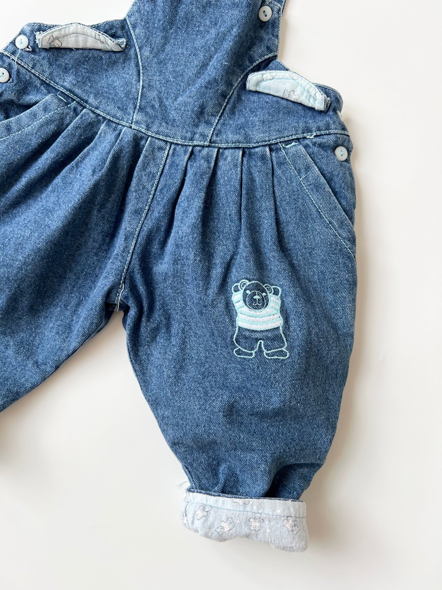 Vintage Kids Lined Denim Dungarees 3-6 months