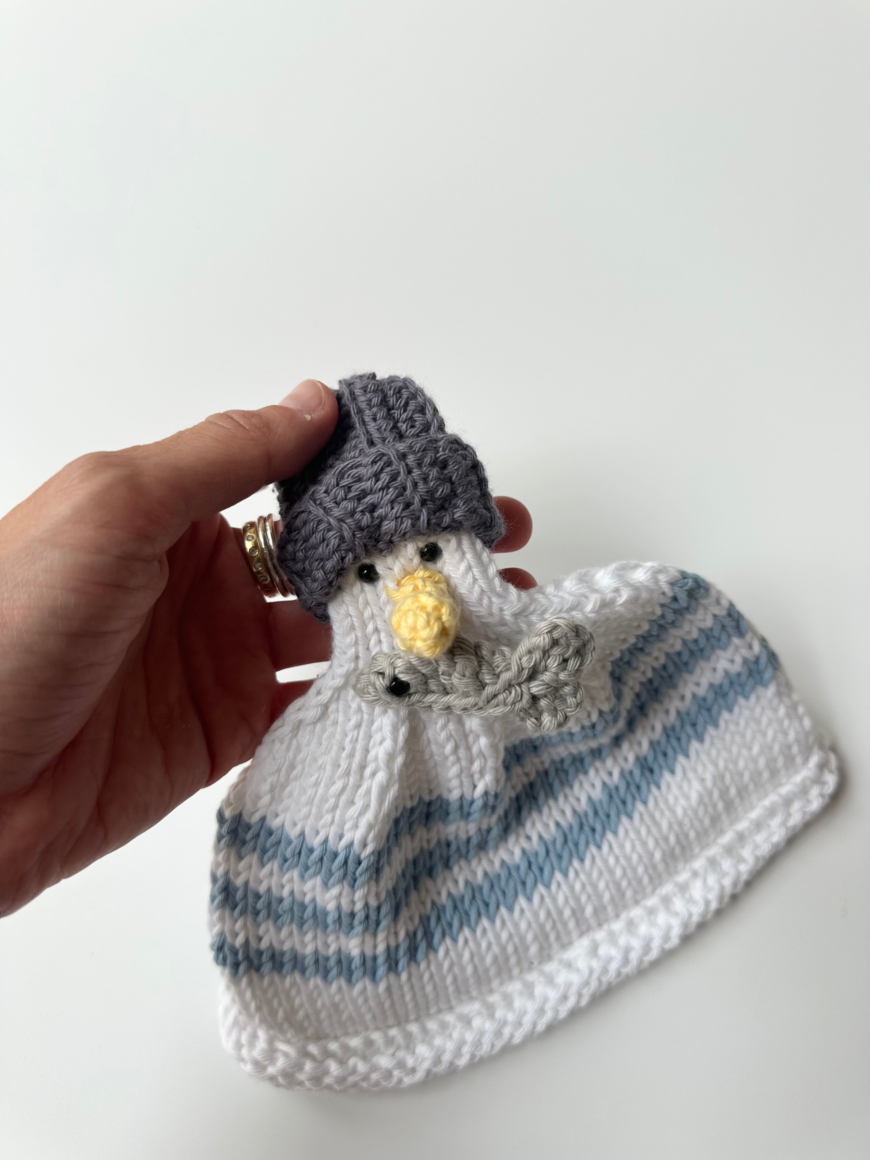 Hand Knitted Bird with Fish Hat 🐥🐟 0-6 Months