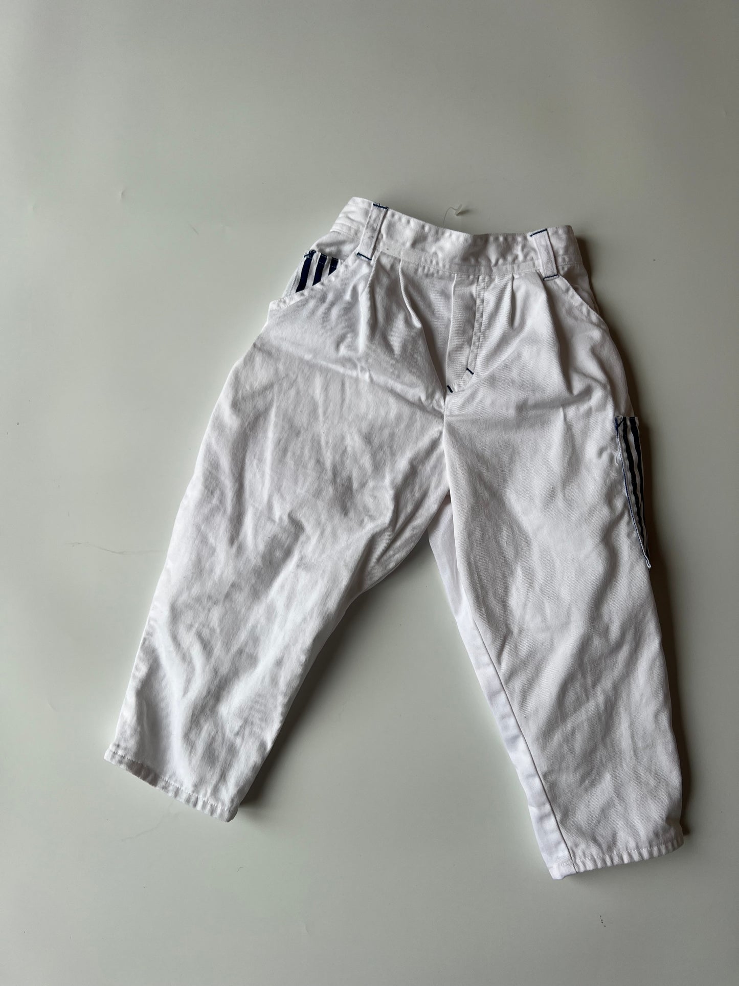 Vintage Boots White Trousers with Striped Pocket Detail 12-18 months