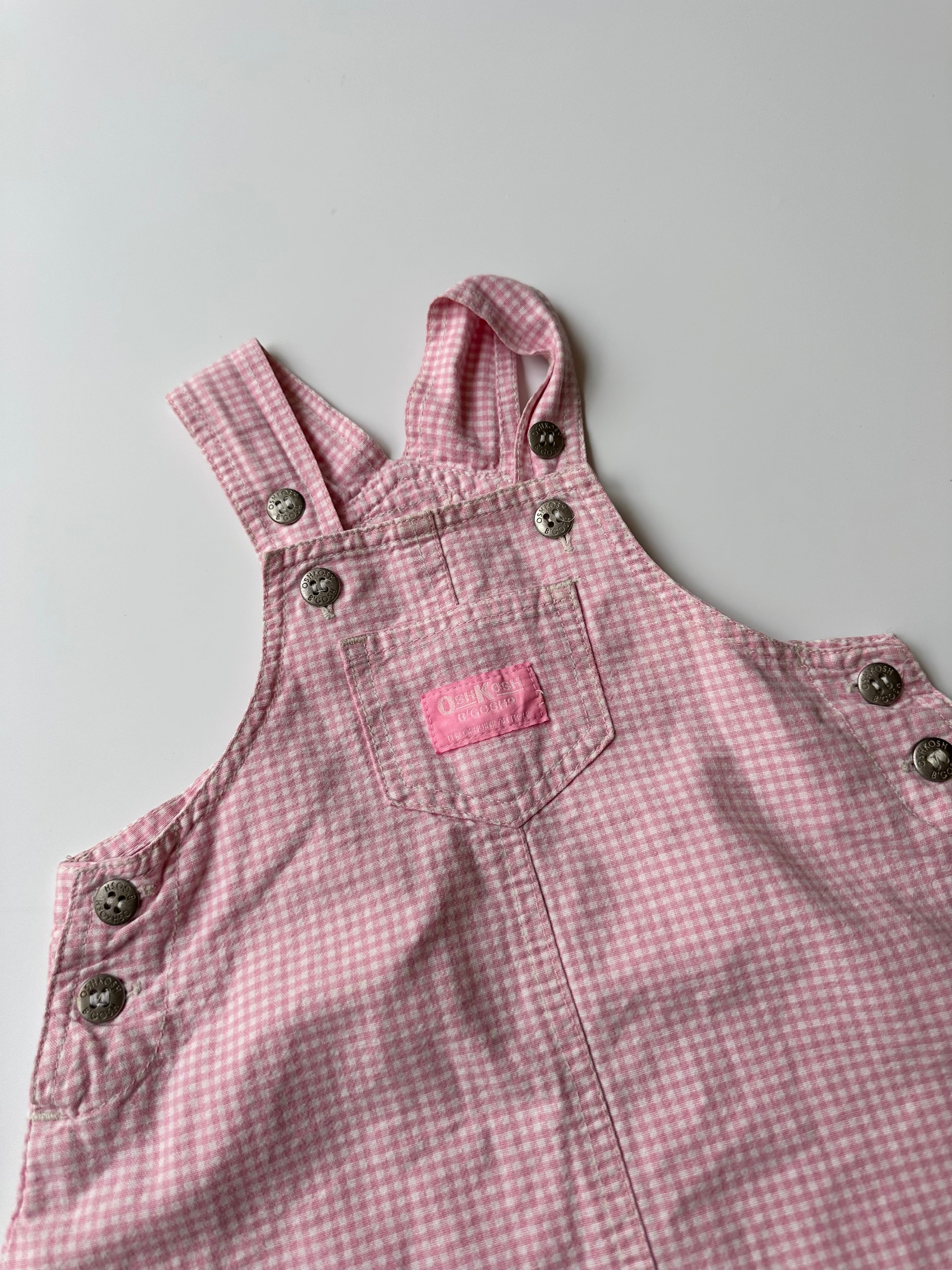 Oshkosh Kids Baby Pink Gingham Dungaree Dress 12-24 Months