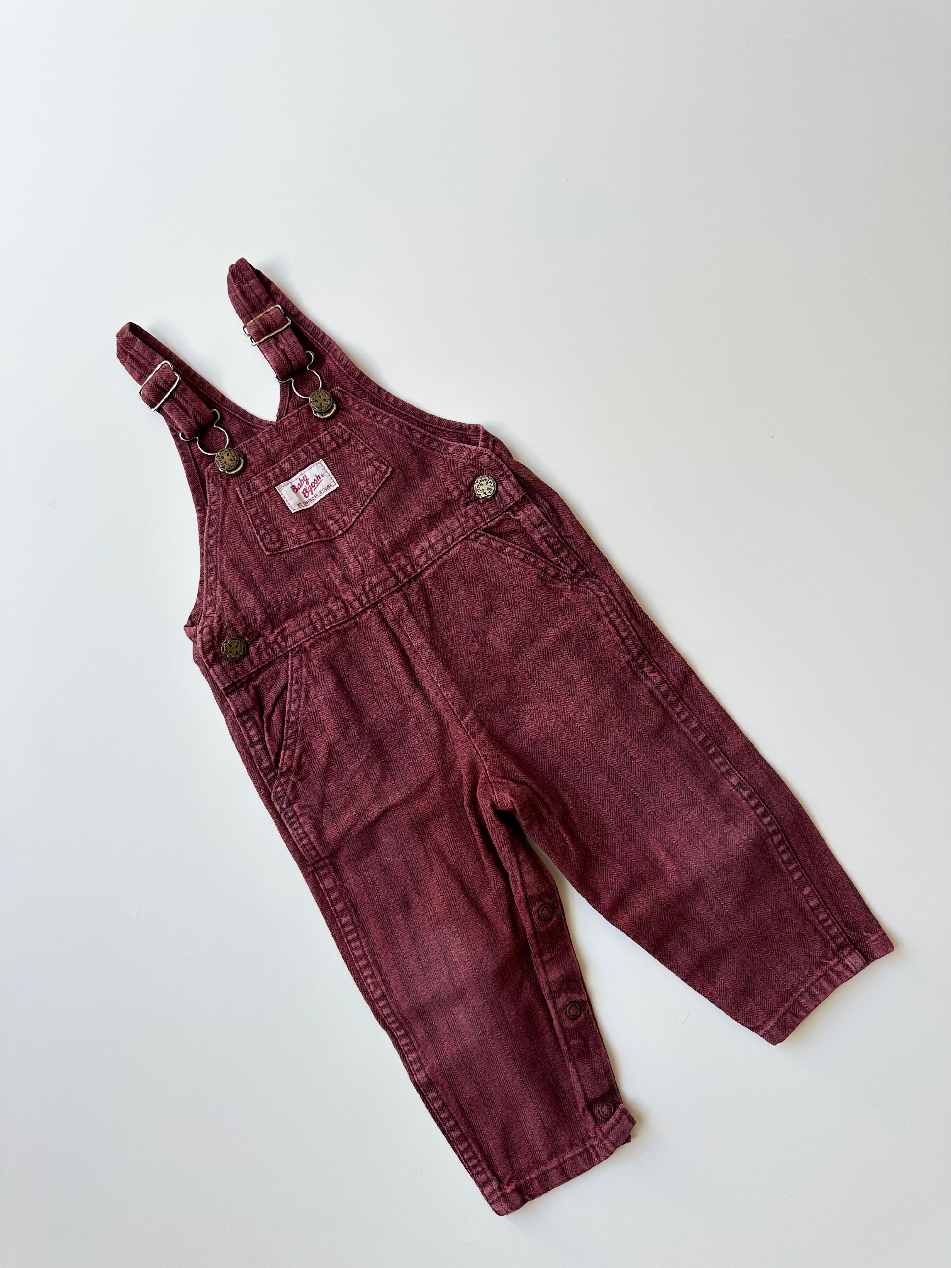 Vintage OshKosh Dark Red Stripe Dungarees 12-18 Months