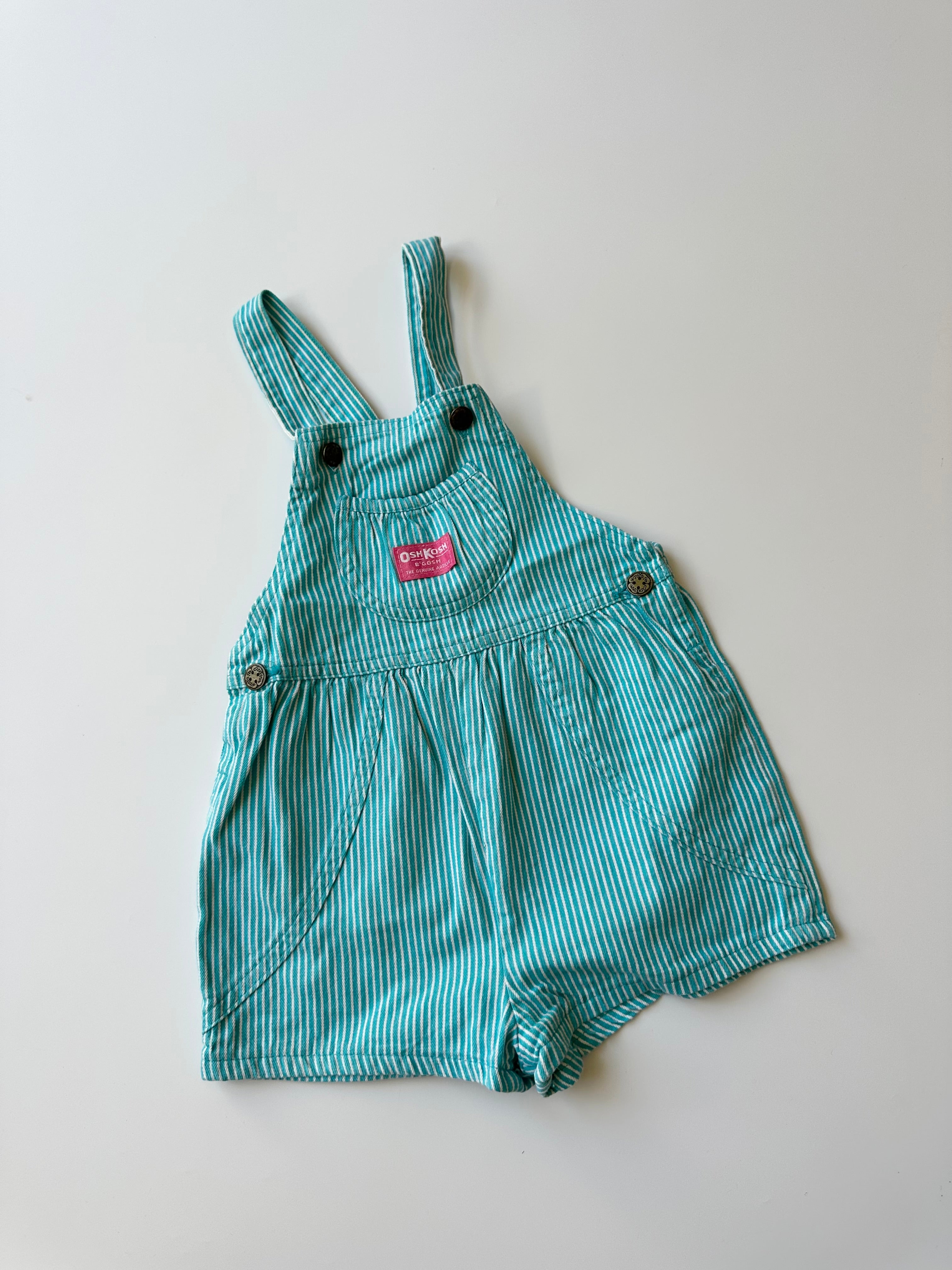 Vintage OshKosh Turquoise Dungaree Shorts 12-24 Months