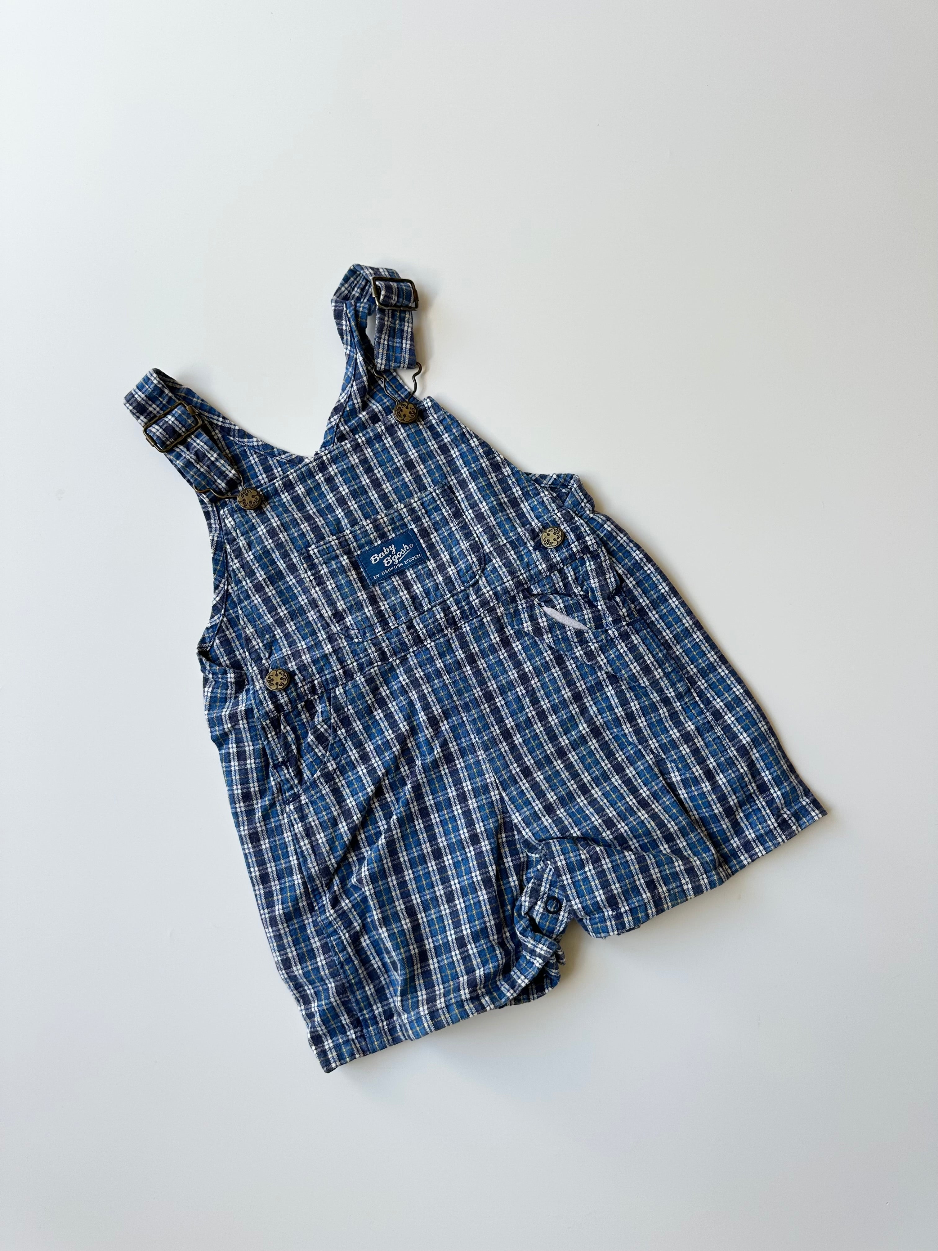Vintage OshKosh Baby B'gosh Check Dungaree Shorts 18-24 Months
