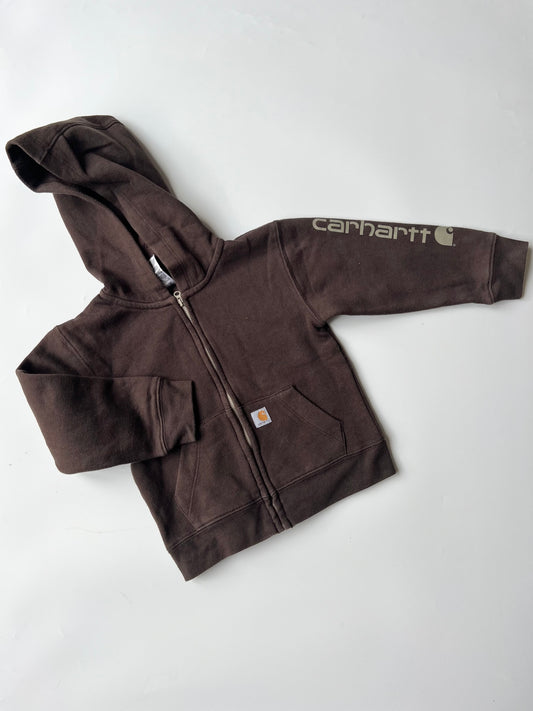 Carhartt Brown Hooded Zip Sweatshirt 3-4 Years