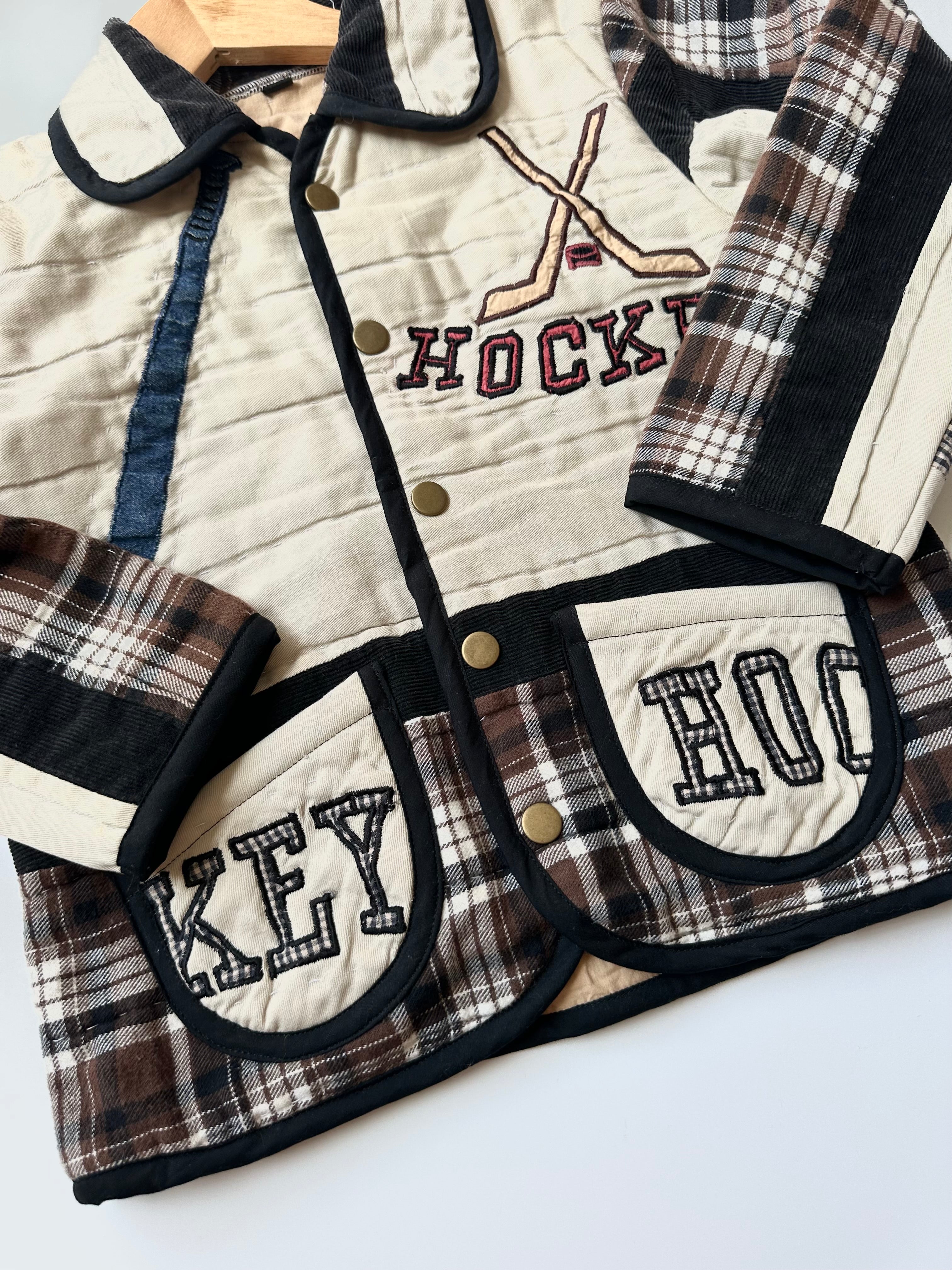 Upcycled Vintage Ice Hockey Quilt Jacket 4 Years