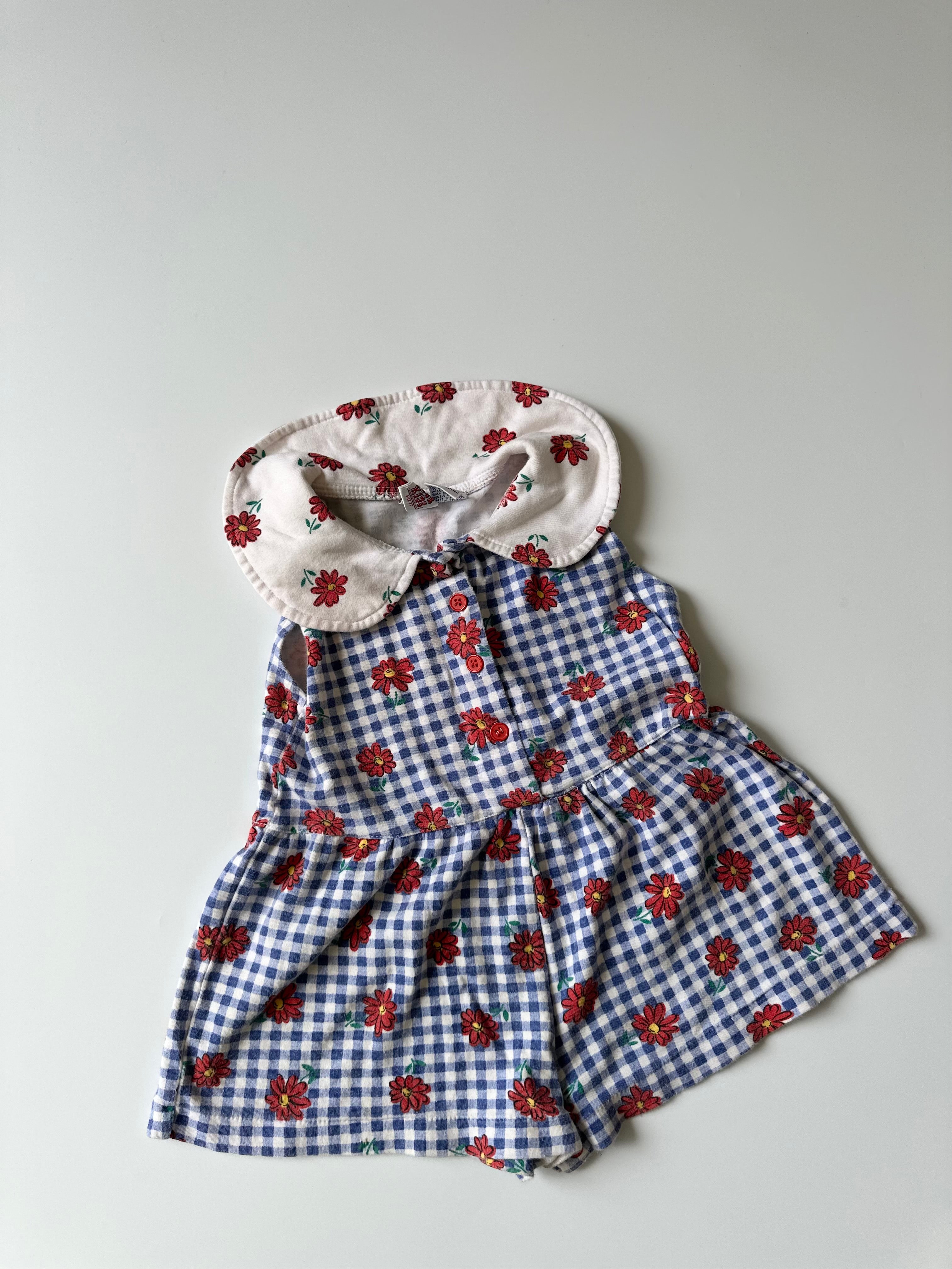 Vintage Gingham & Floral Print Romper 🌼 3 Years