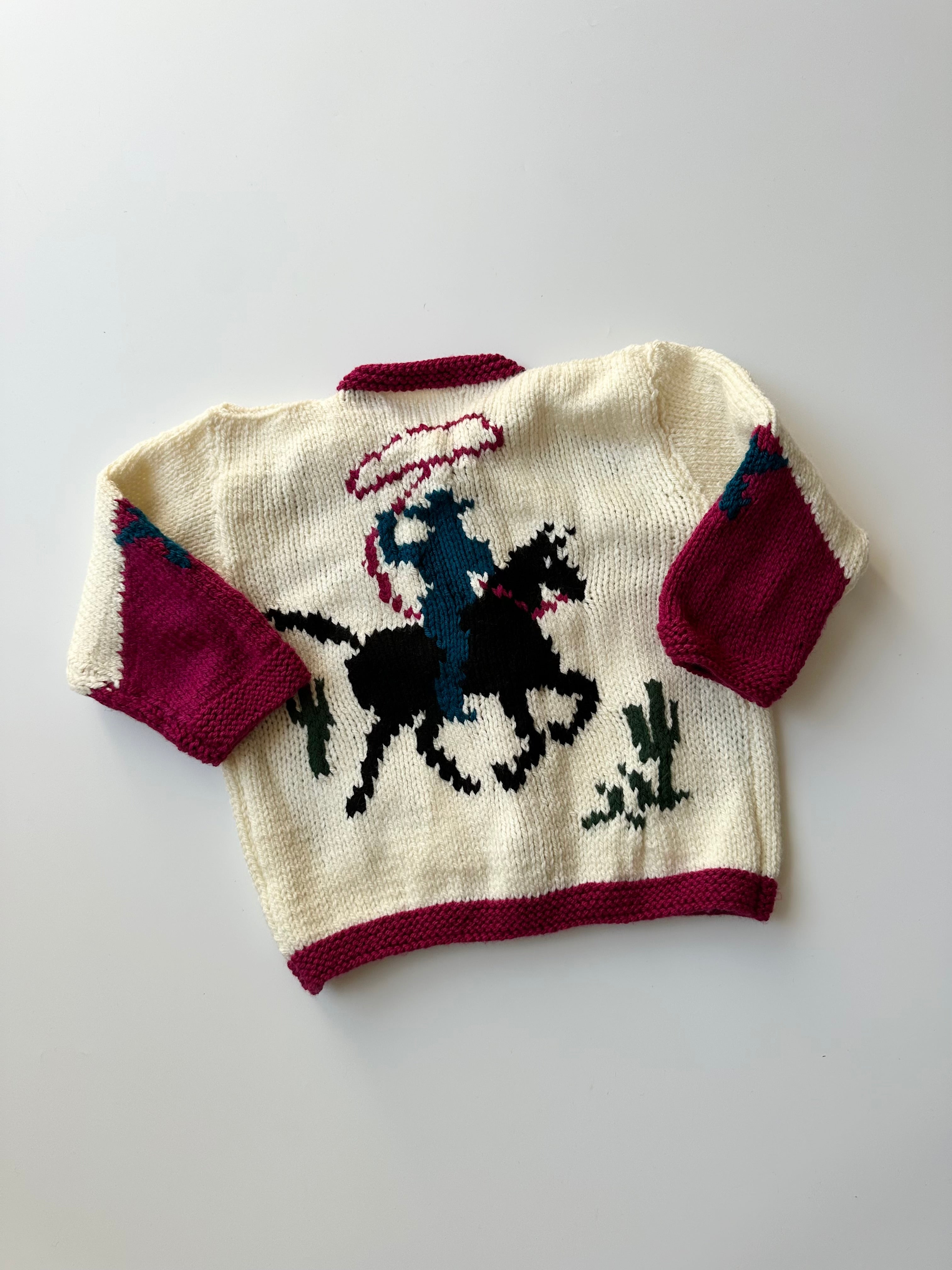 Hand-Knitted Cowboy/girl Cardigan 4-6 Years