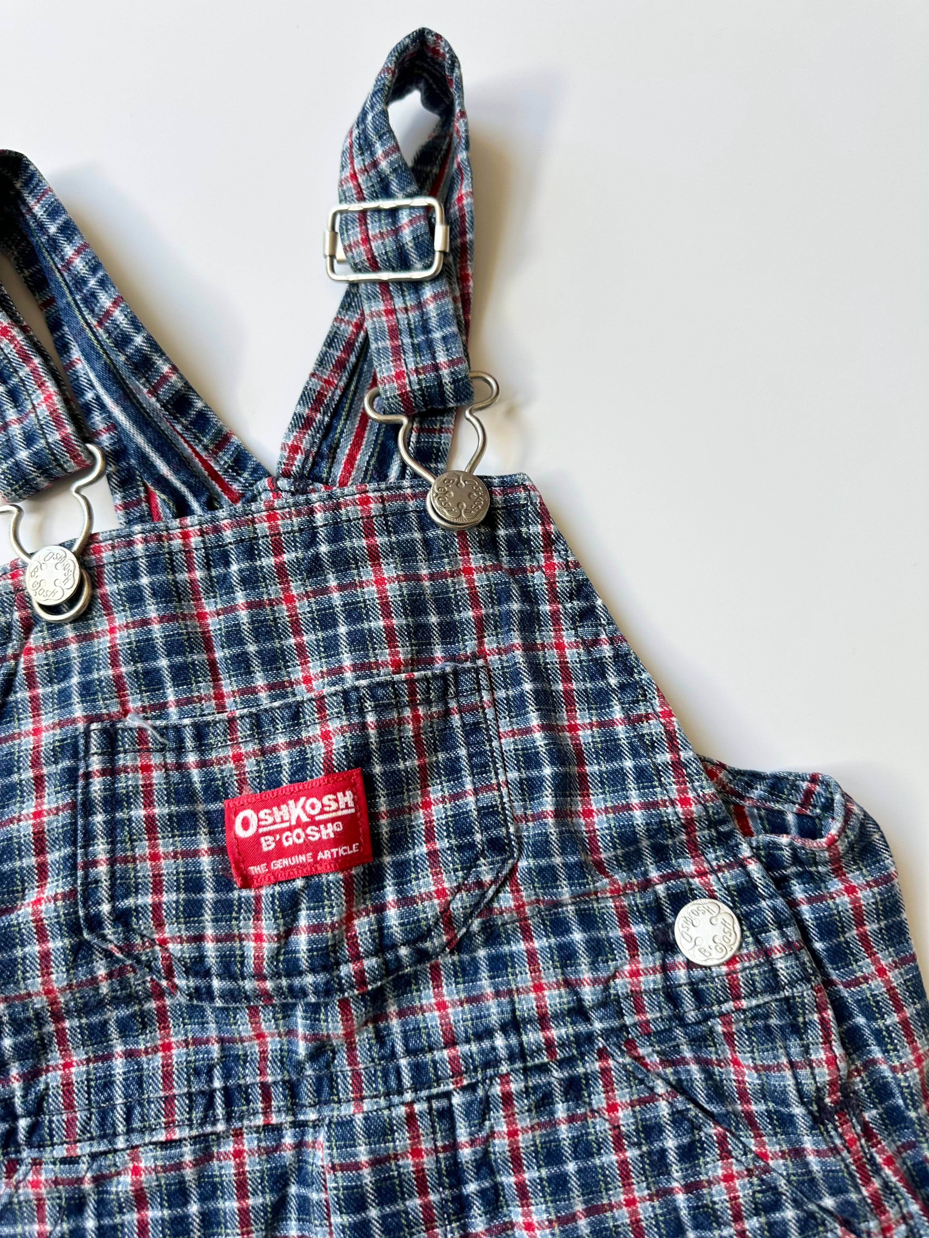 Vintage OshKosh Dungarees Blue & Red Check 12-18 Months