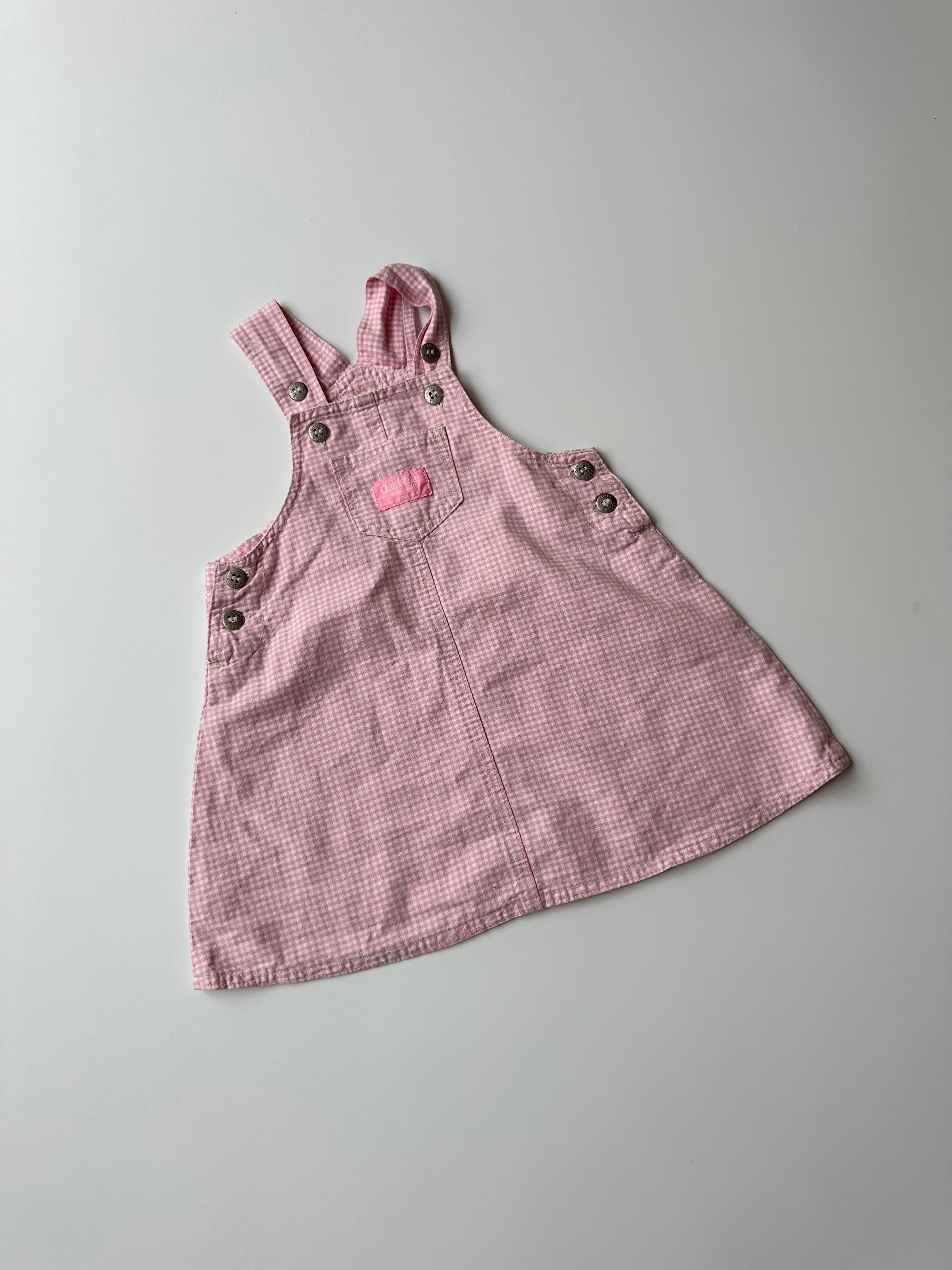 Oshkosh Kids Baby Pink Gingham Dungaree Dress 12-24 Months