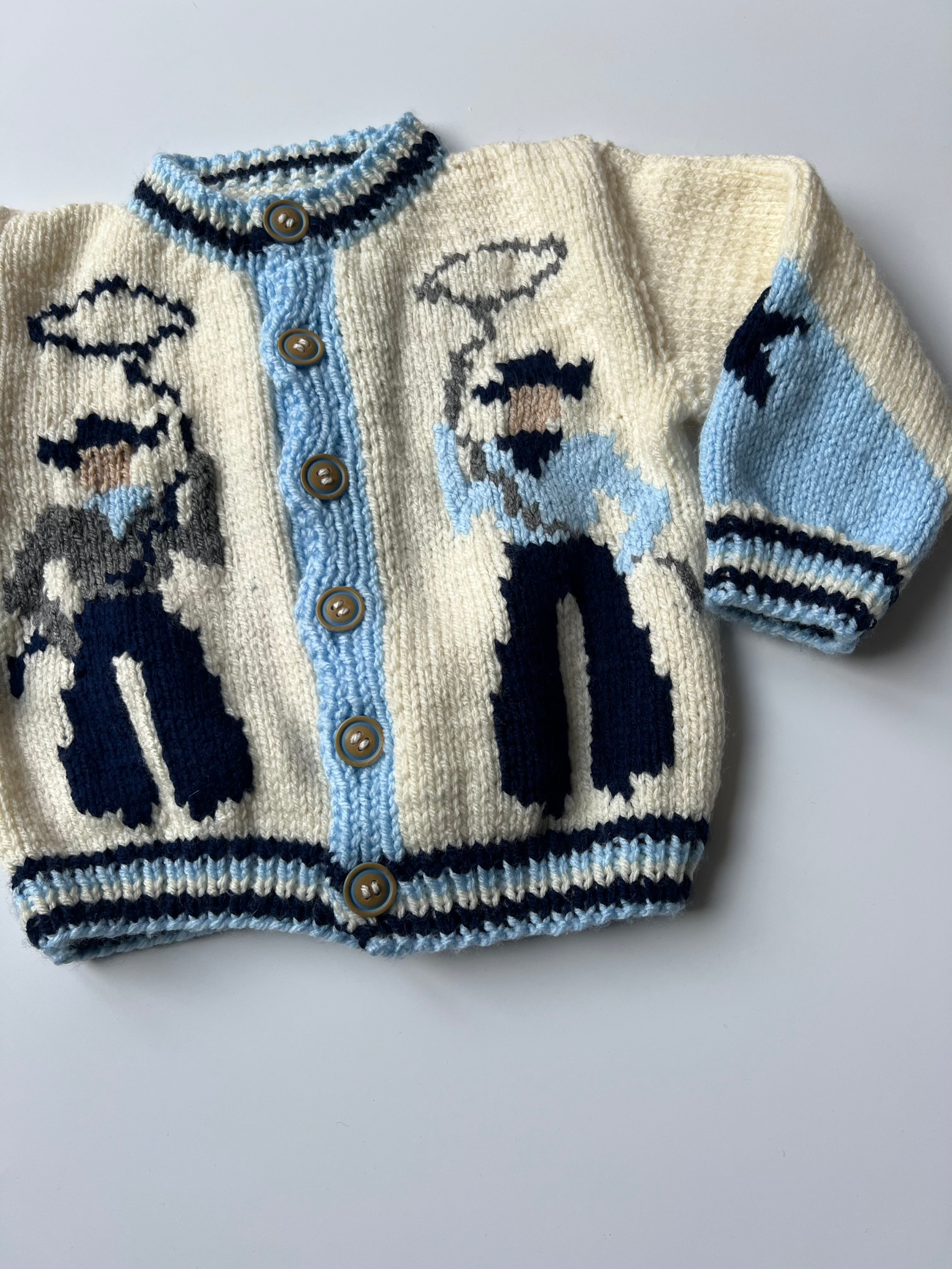 Hand-Knitted Cowboy Cardigan 2-4 years