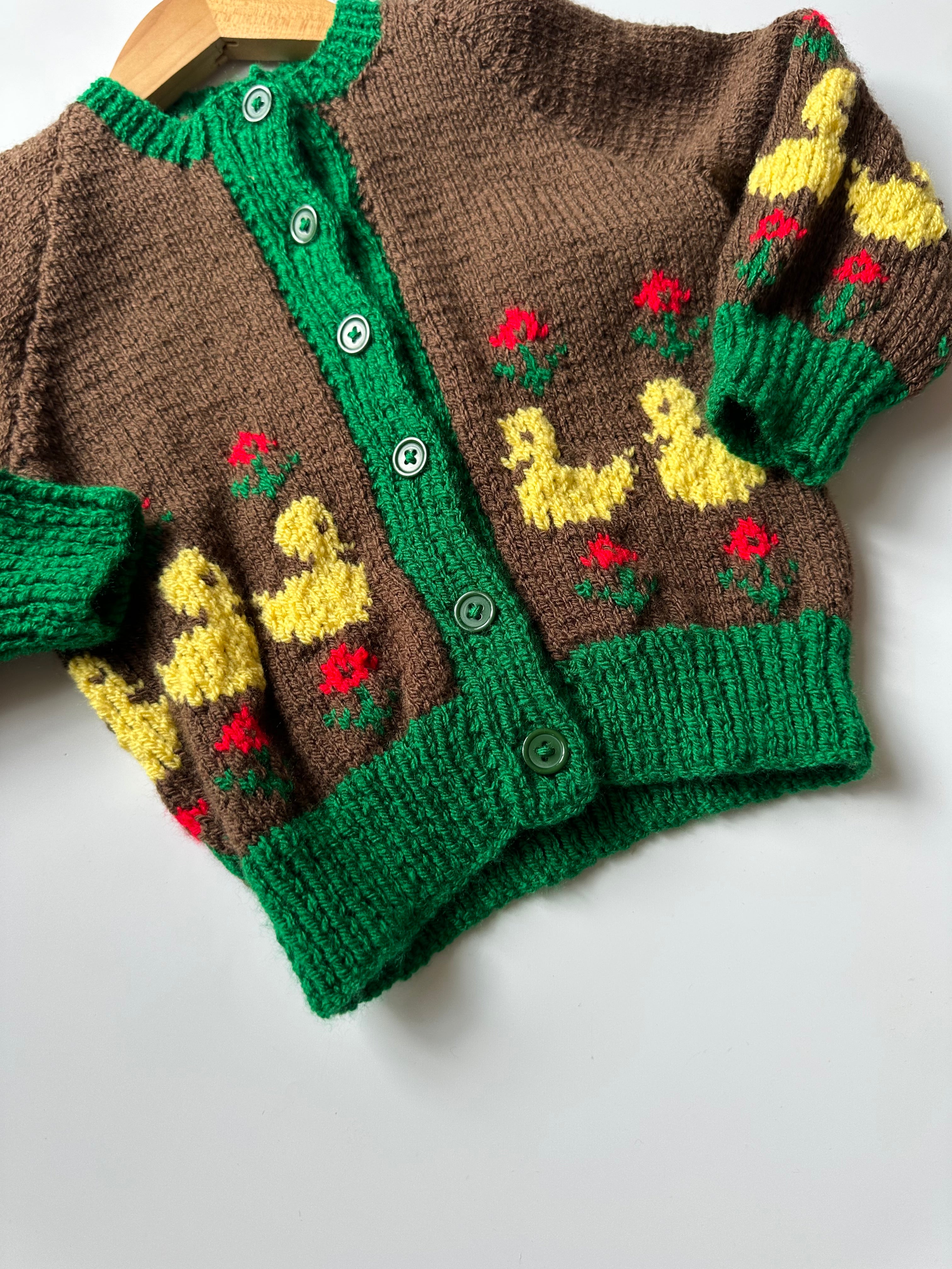 Hand-Knitted Duck Cardigan 2-3 Years (oversized from 18 Months)