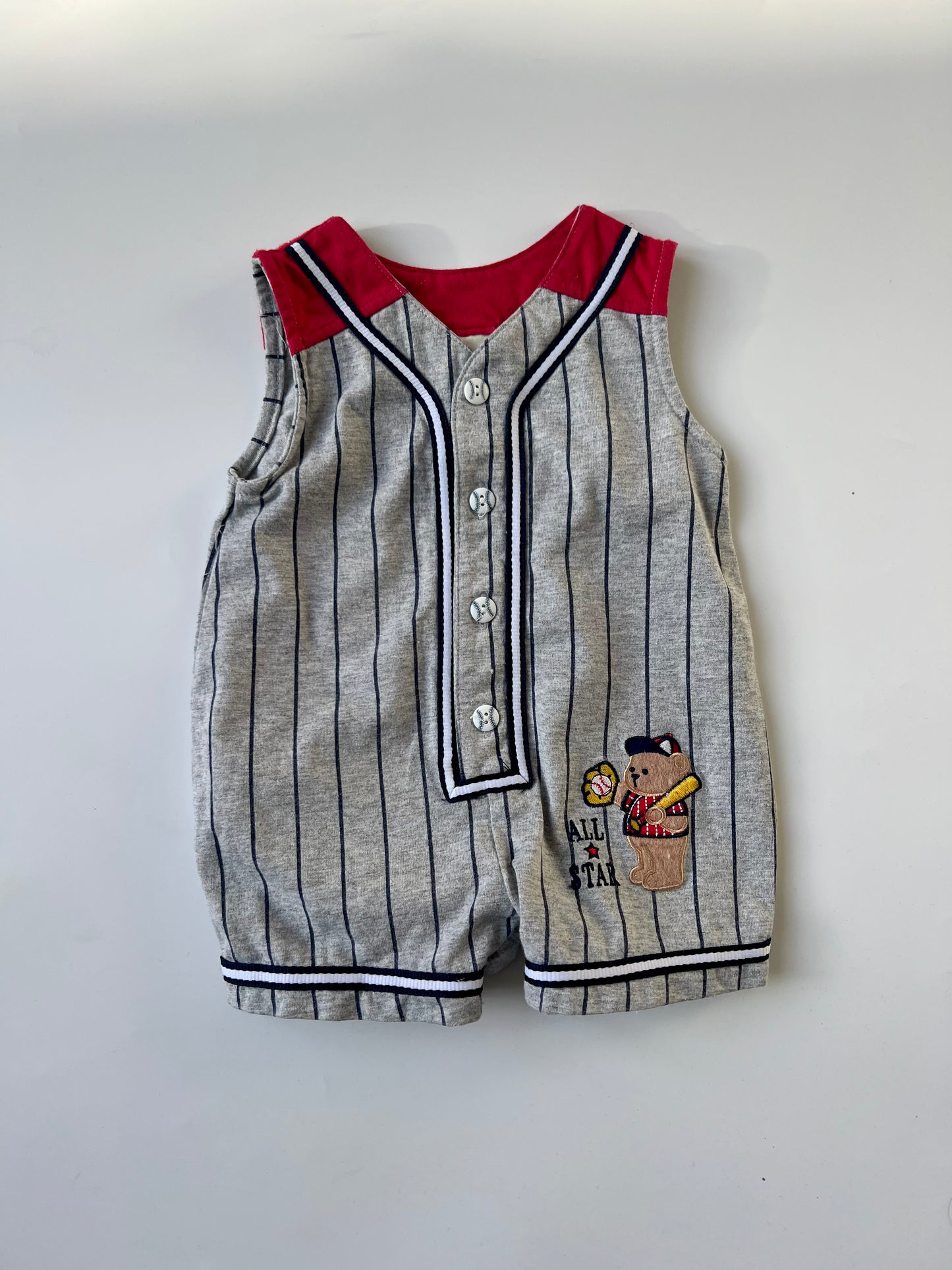 Vintage Baseball Baby Romper 6-9 Months