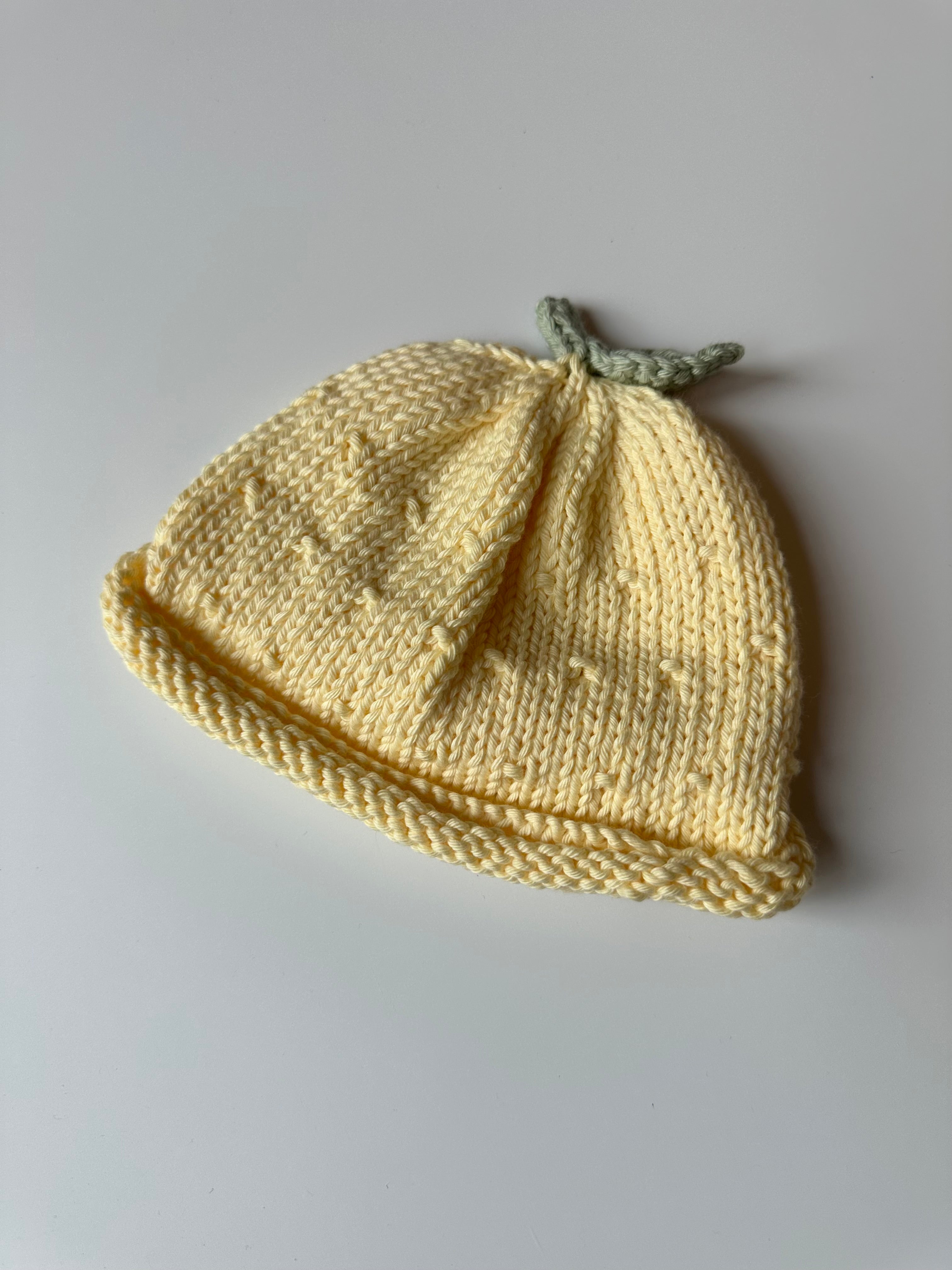 Hand Knitted Lemon Baby Hat 0-6 Months 🍋