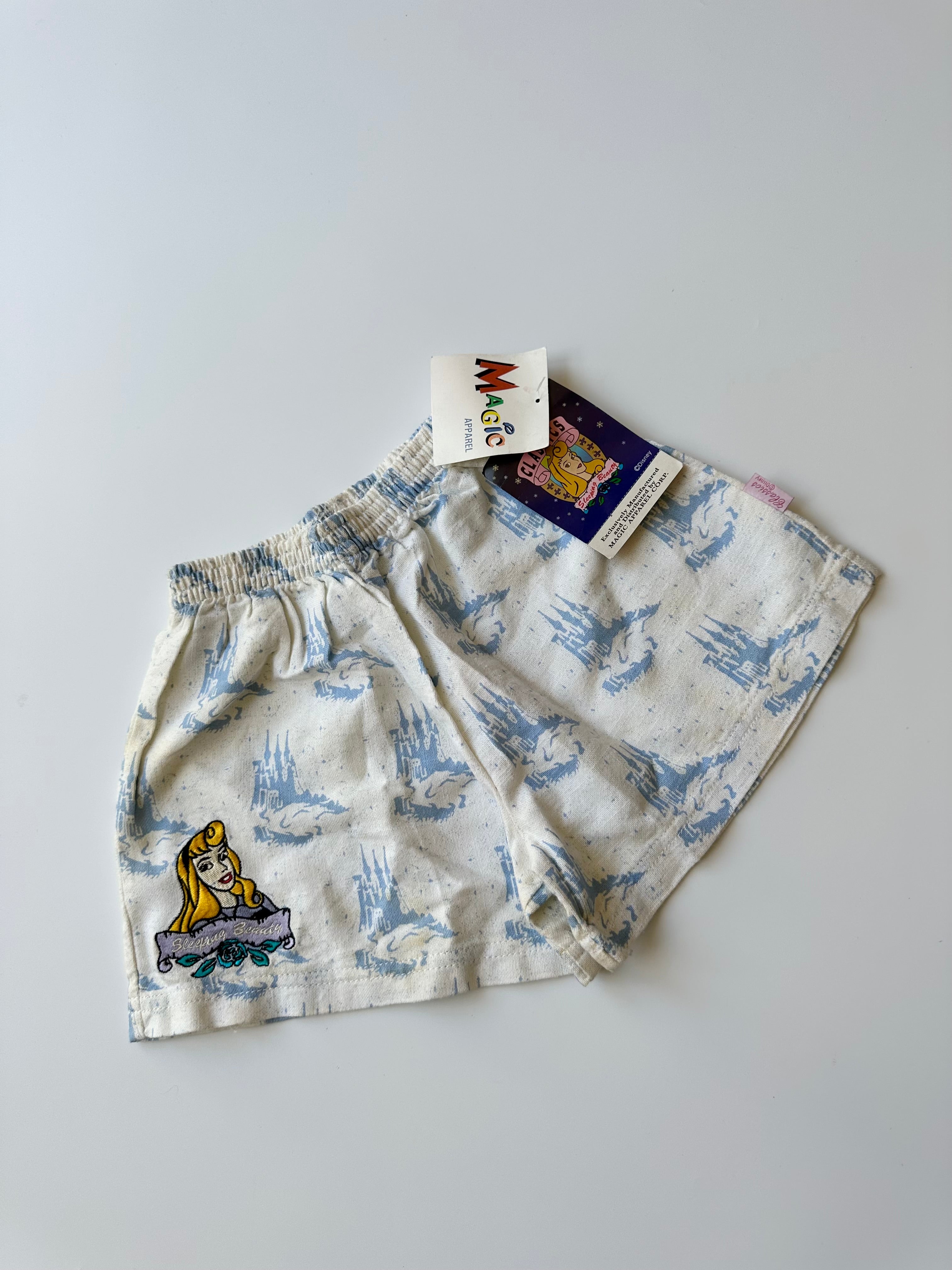 Vintage Disney Merch ❤️ Sleeping Beauty Shorts with Magic Castle Print 6 Years