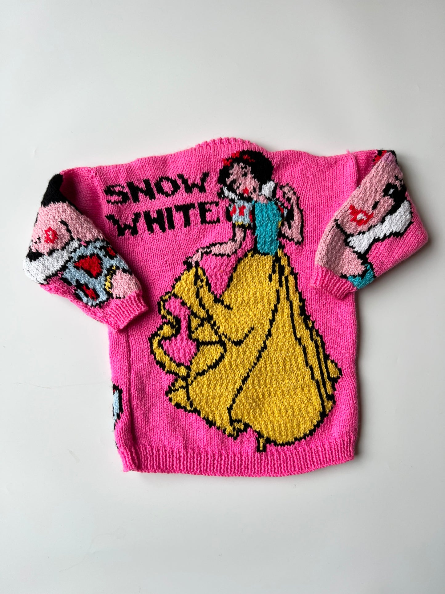 Hand Knitted Pink Snow White Jumper 2-4 Years