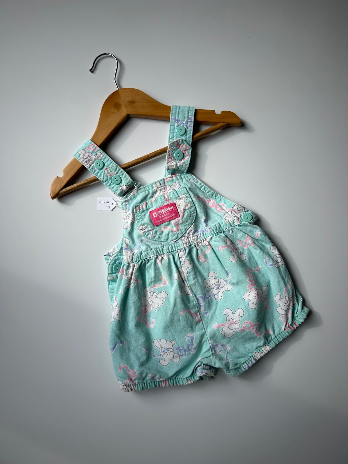Vintage OshKosh Bunny Print Shorterall Dungarees 12 Months