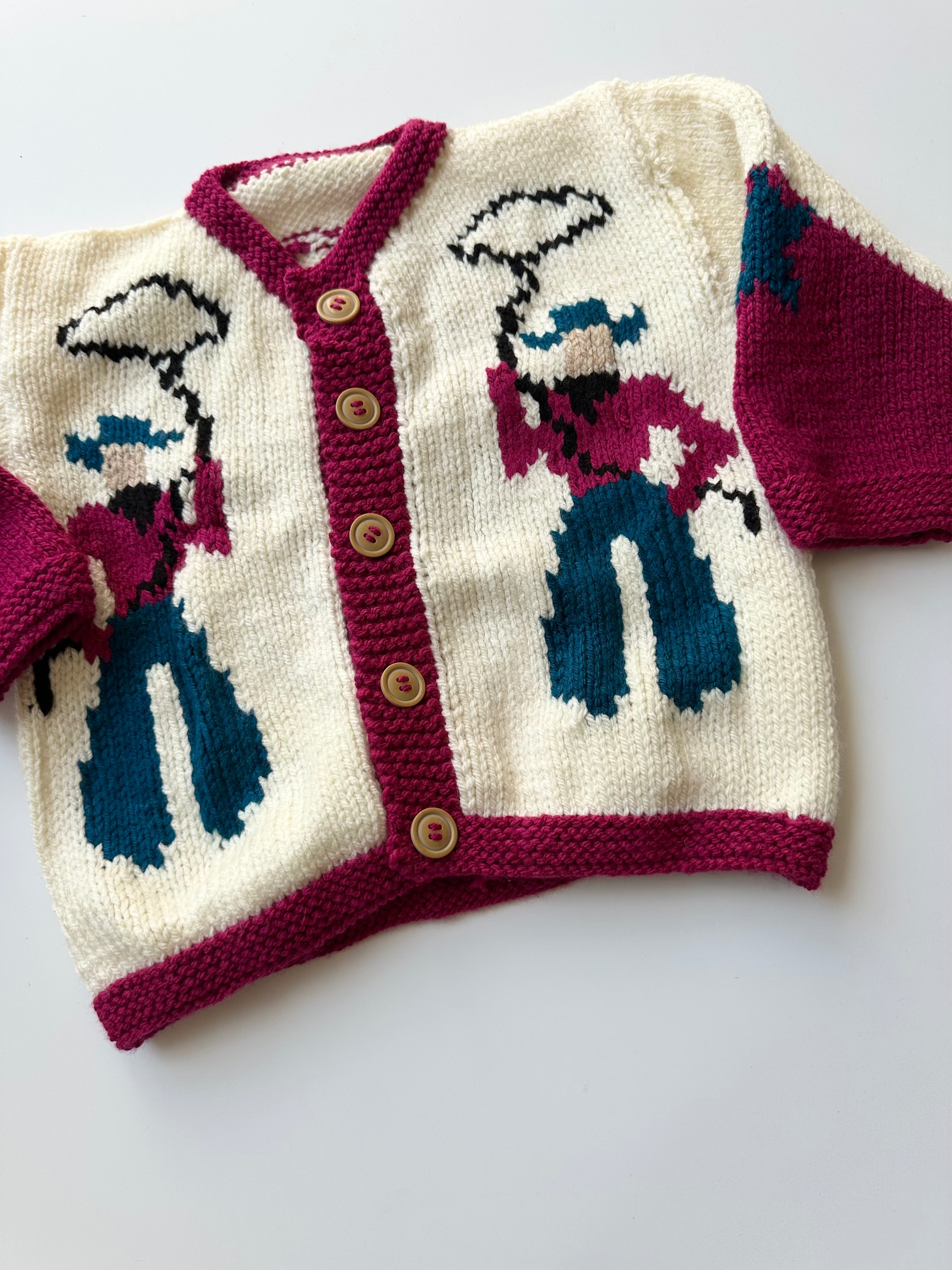 Hand-Knitted Cowboy/girl Cardigan 4-6 Years