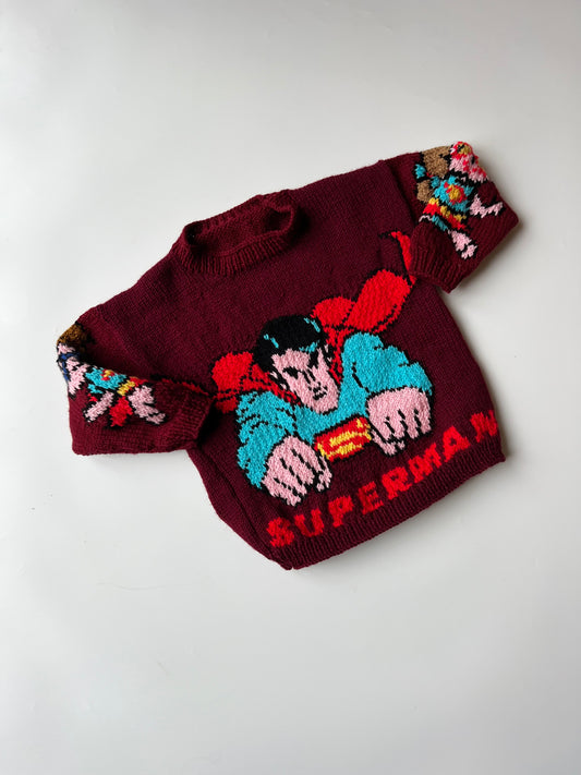 Hand Knitted Superman Jumper 2-4 Years