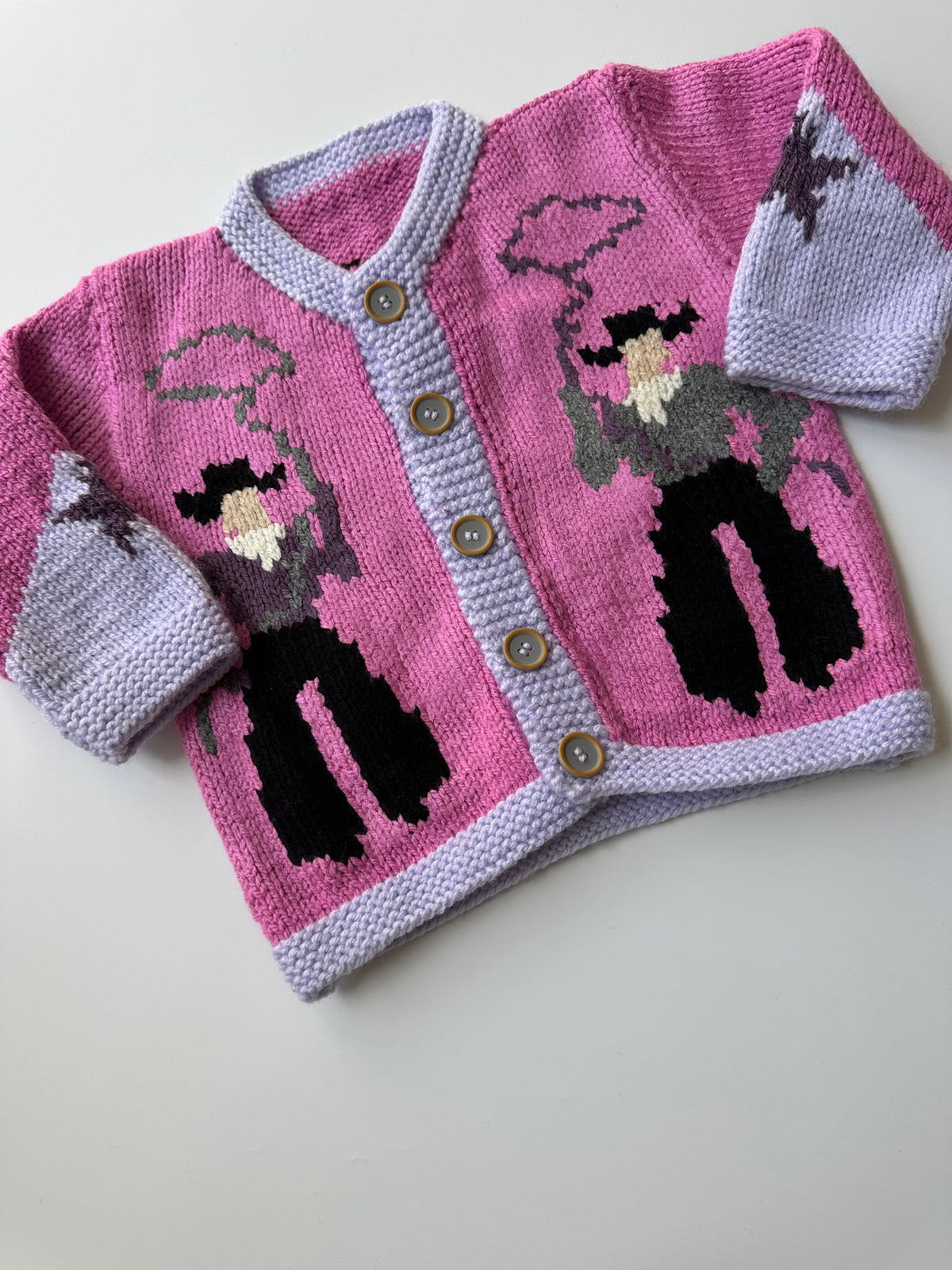 Hand Knitted Cowboy/girl Cardigan 3-4 Years
