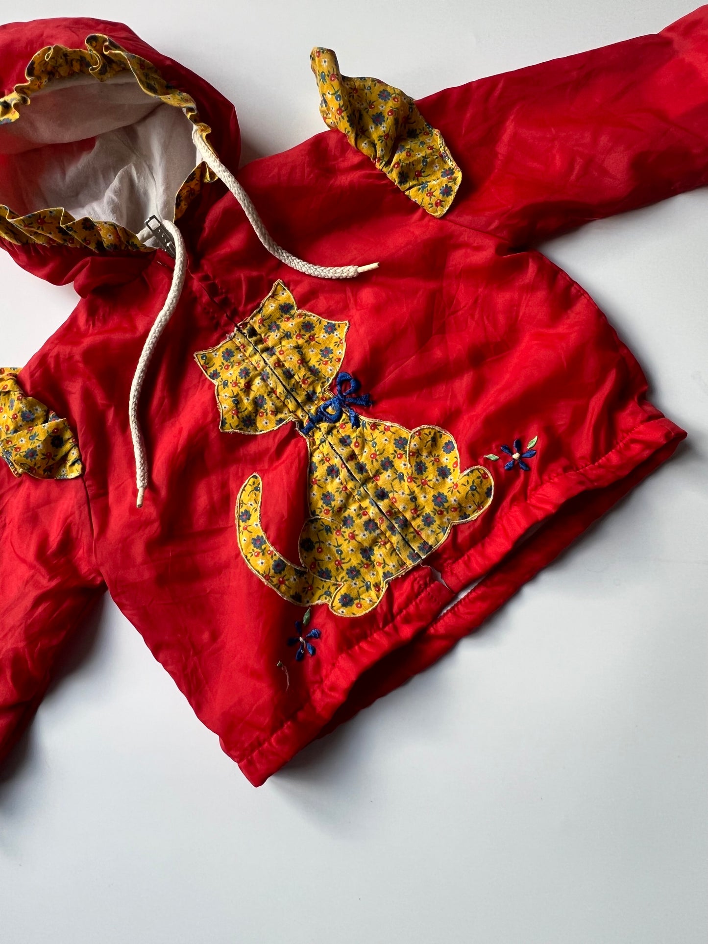 Vintage Kids Windbreaker Jacket with Cat Detail 9-12 Months