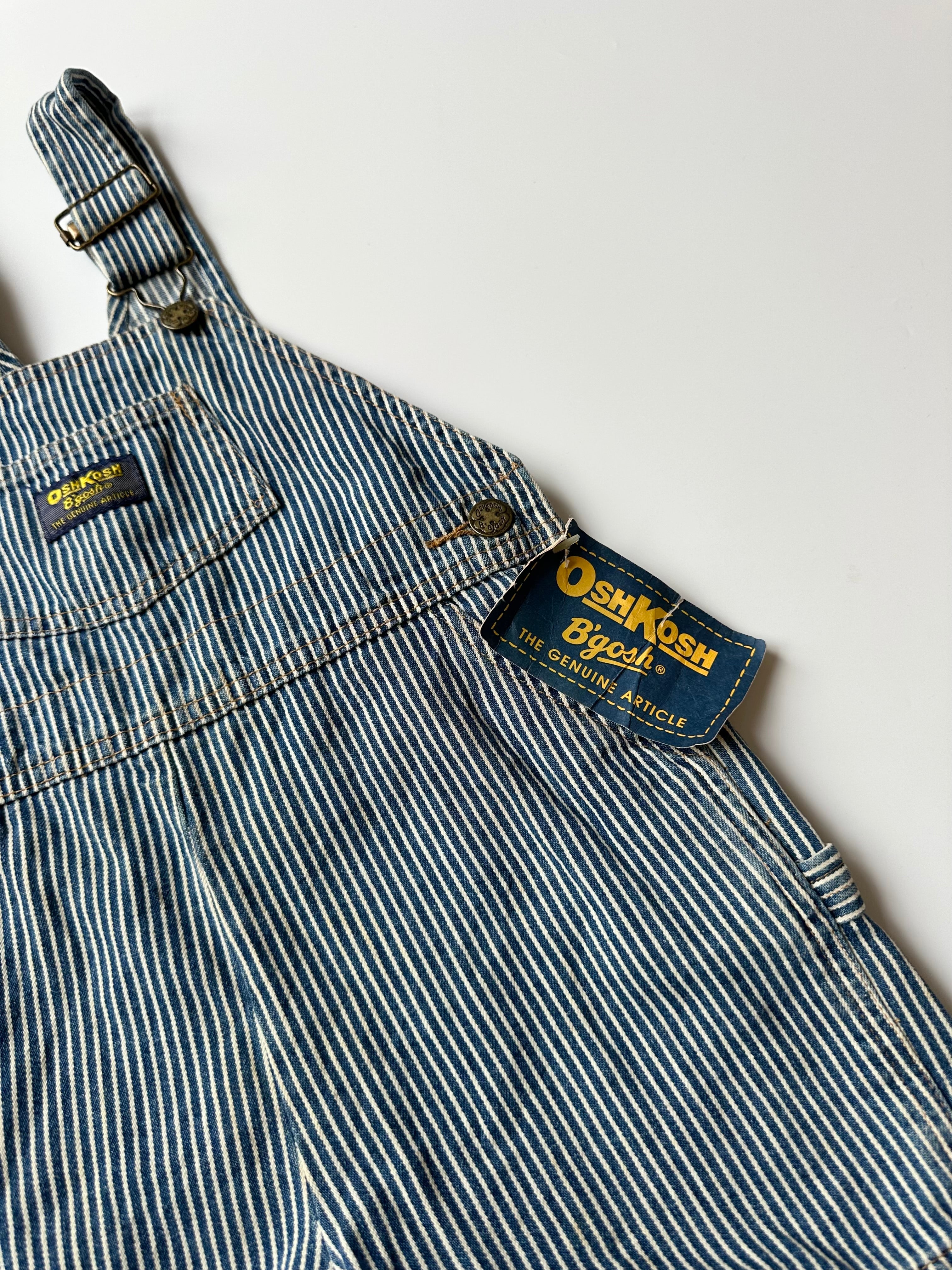 Vintage OshKosh Blue Stripe Dungaree Shorts 4 Years