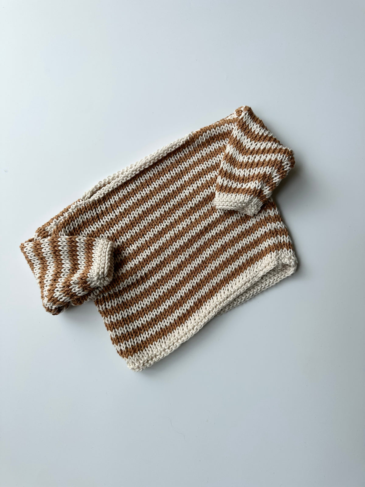 Hand-knit Orange Striped Jumper 9-12 Months