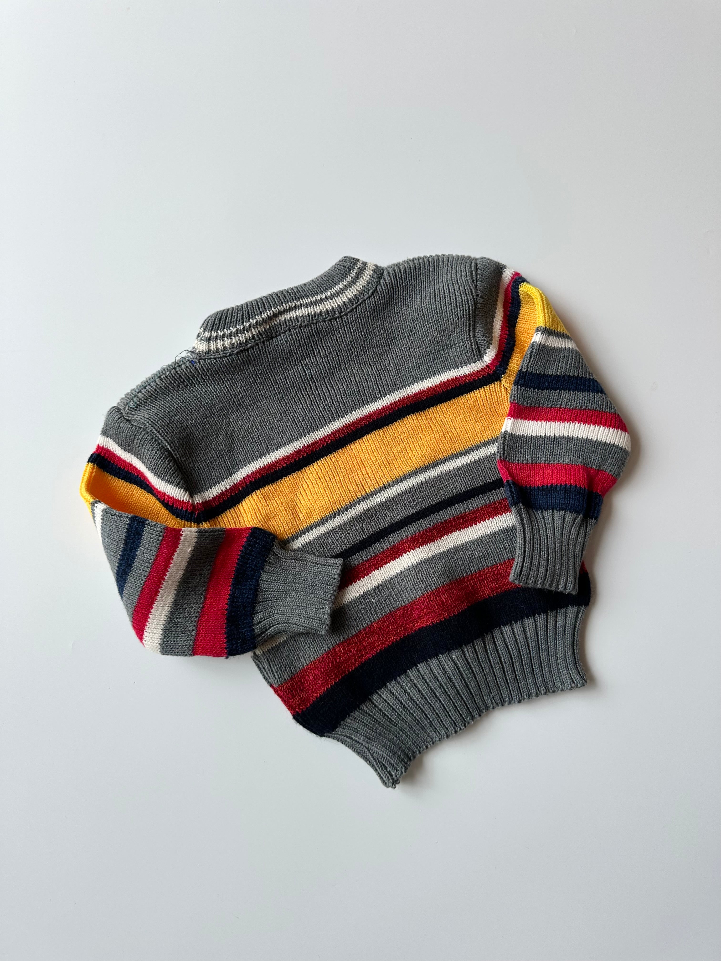 Vintage Striped Knit Jumper with Football Detail ⚽️ 1-2 Years