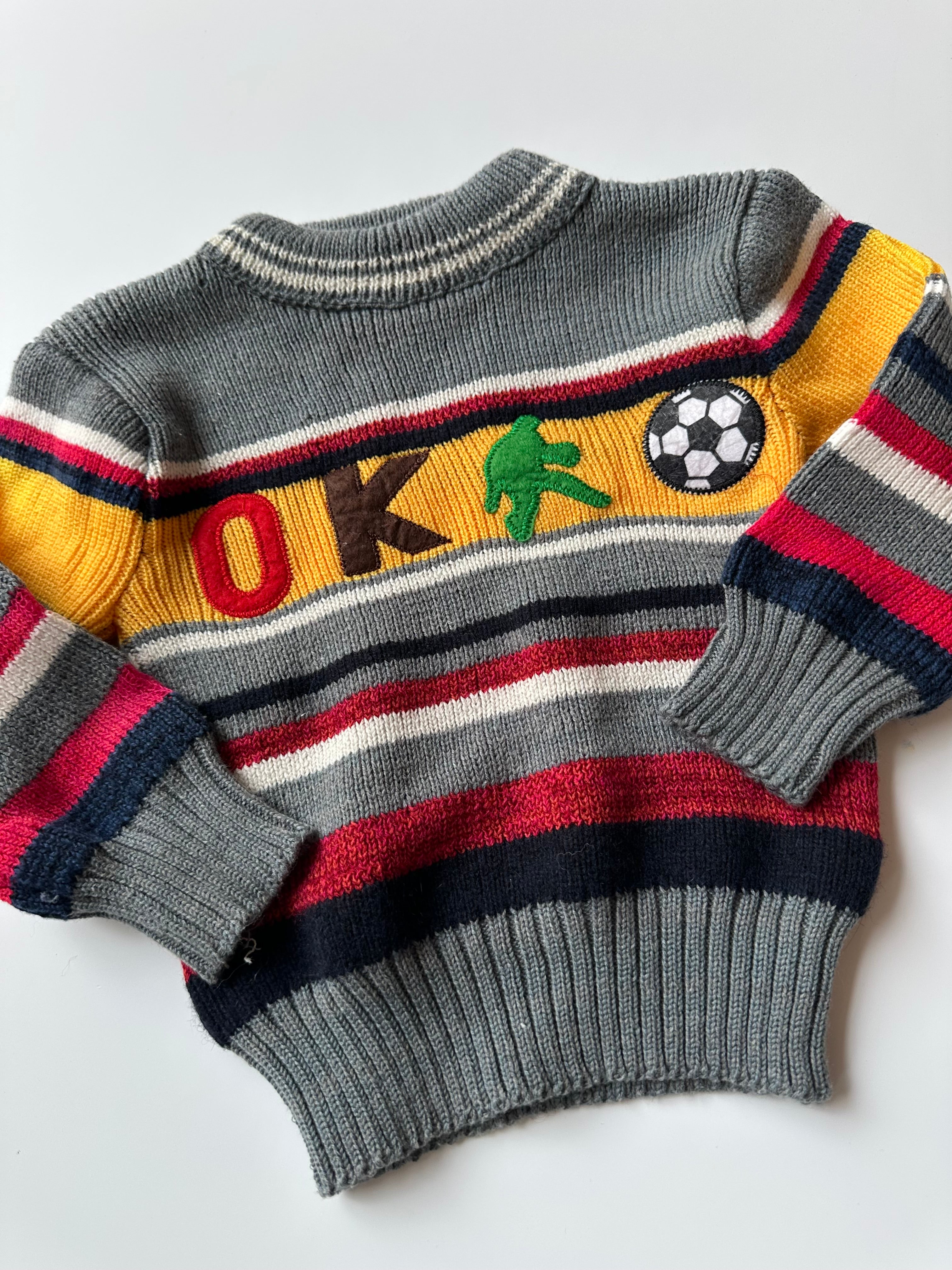 Vintage Striped Knit Jumper with Football Detail ⚽️ 1-2 Years